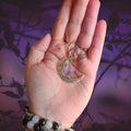 Raw Crystal Crescent Moon Necklace: Stainless Steel Chain
