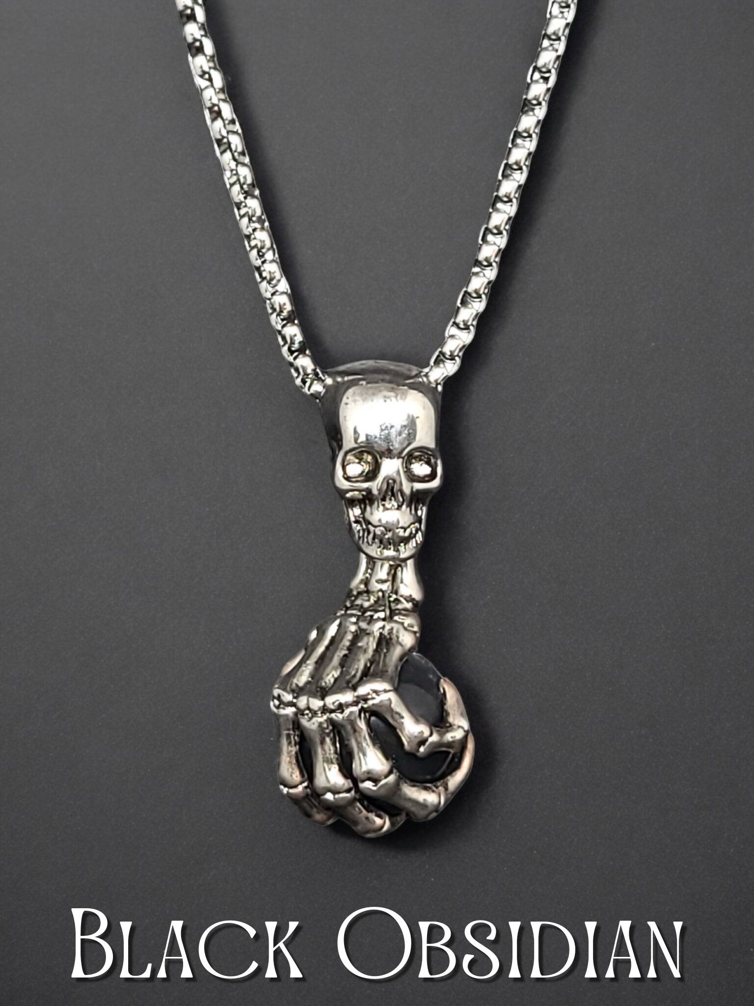 Rustic Skull Stone Necklace