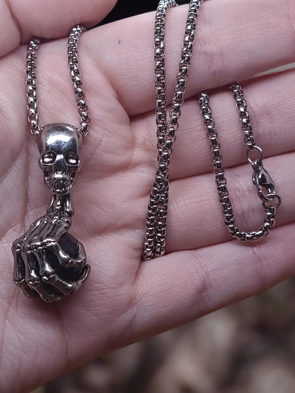 Rustic Skull Stone Necklace