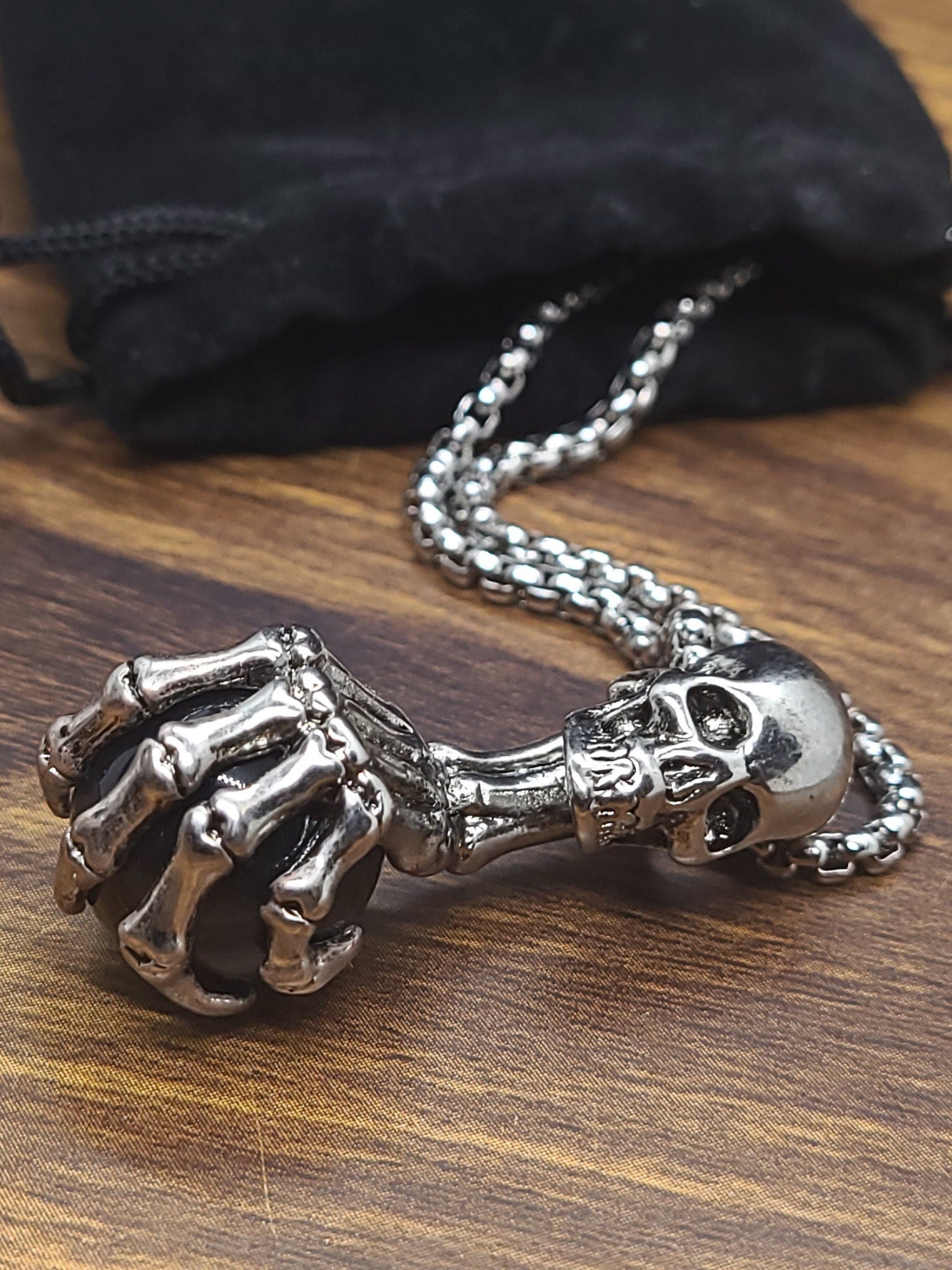 Rustic Skull Stone Necklace