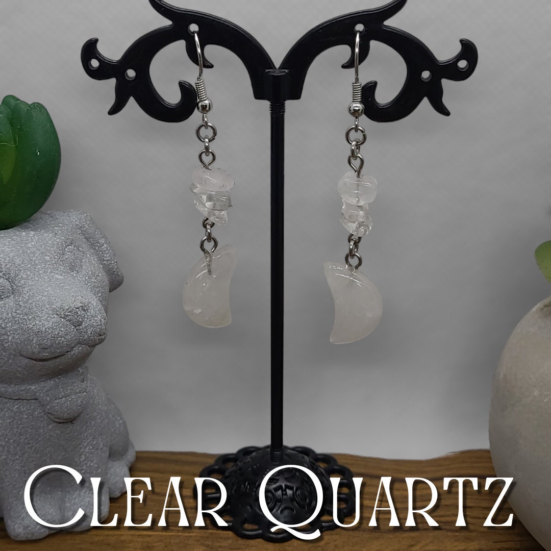 Crescent Moon Crystal Earrings
