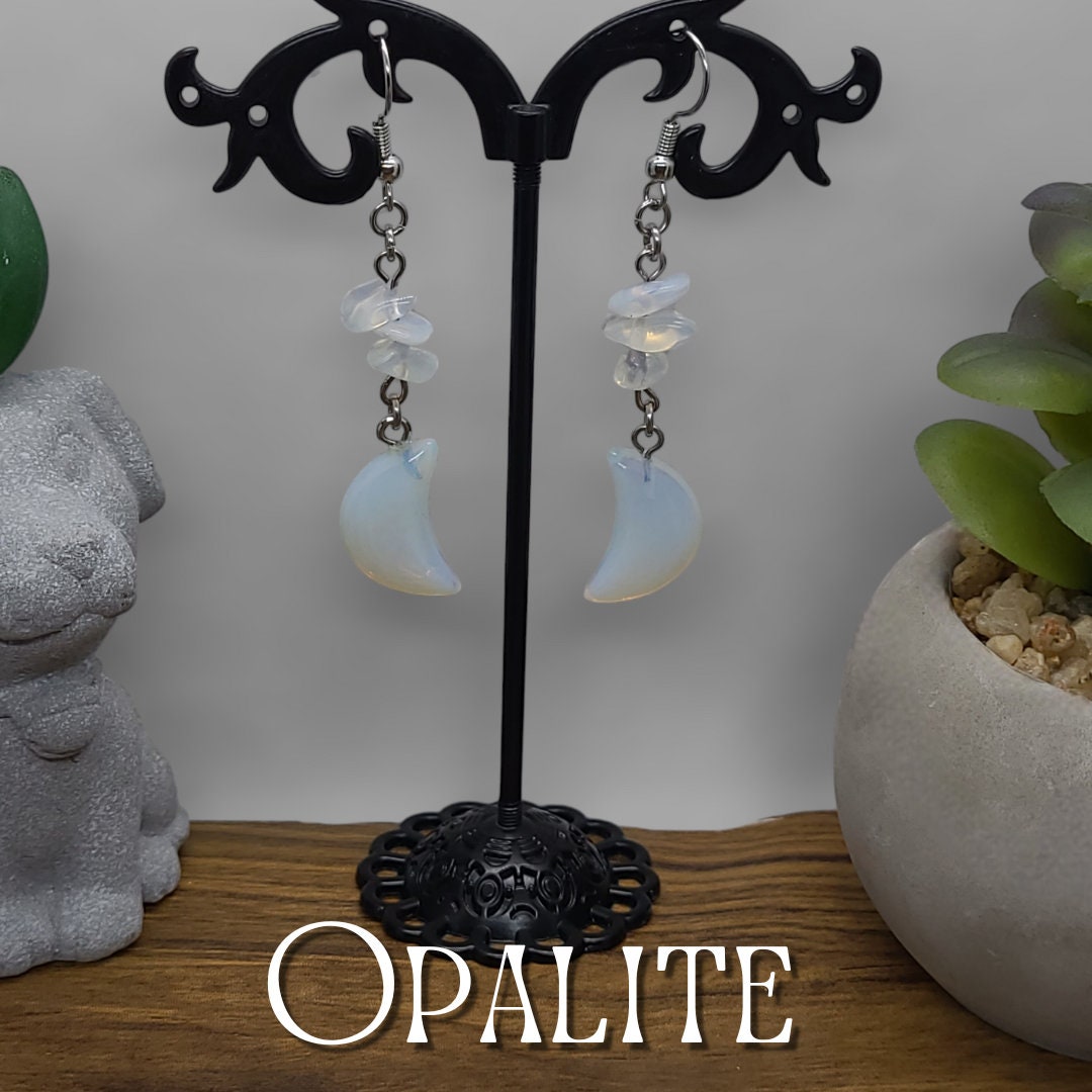 Crescent Moon Crystal Earrings