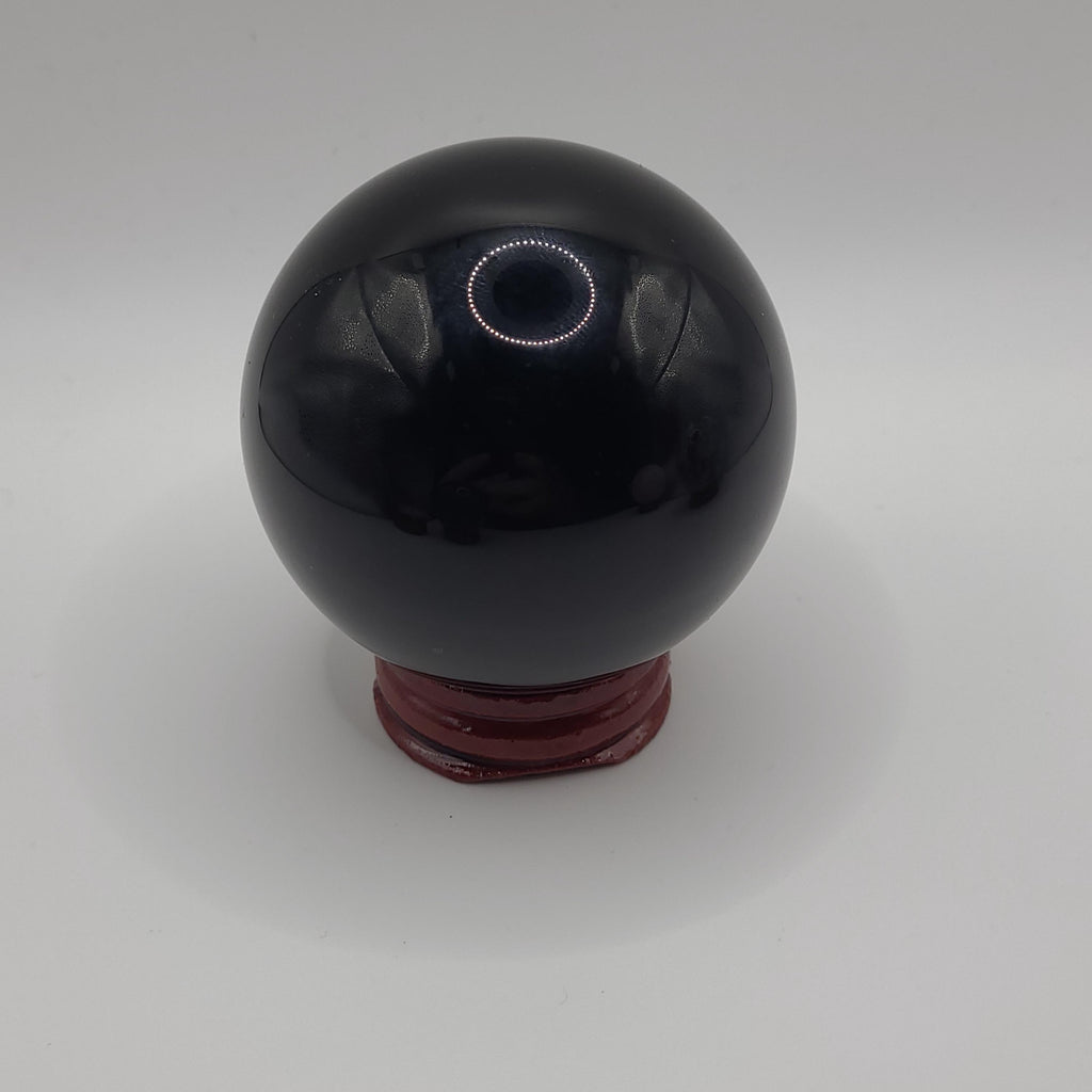 Polished Black Obsidian Sphere: Protection, Grounding, Witchy Decor