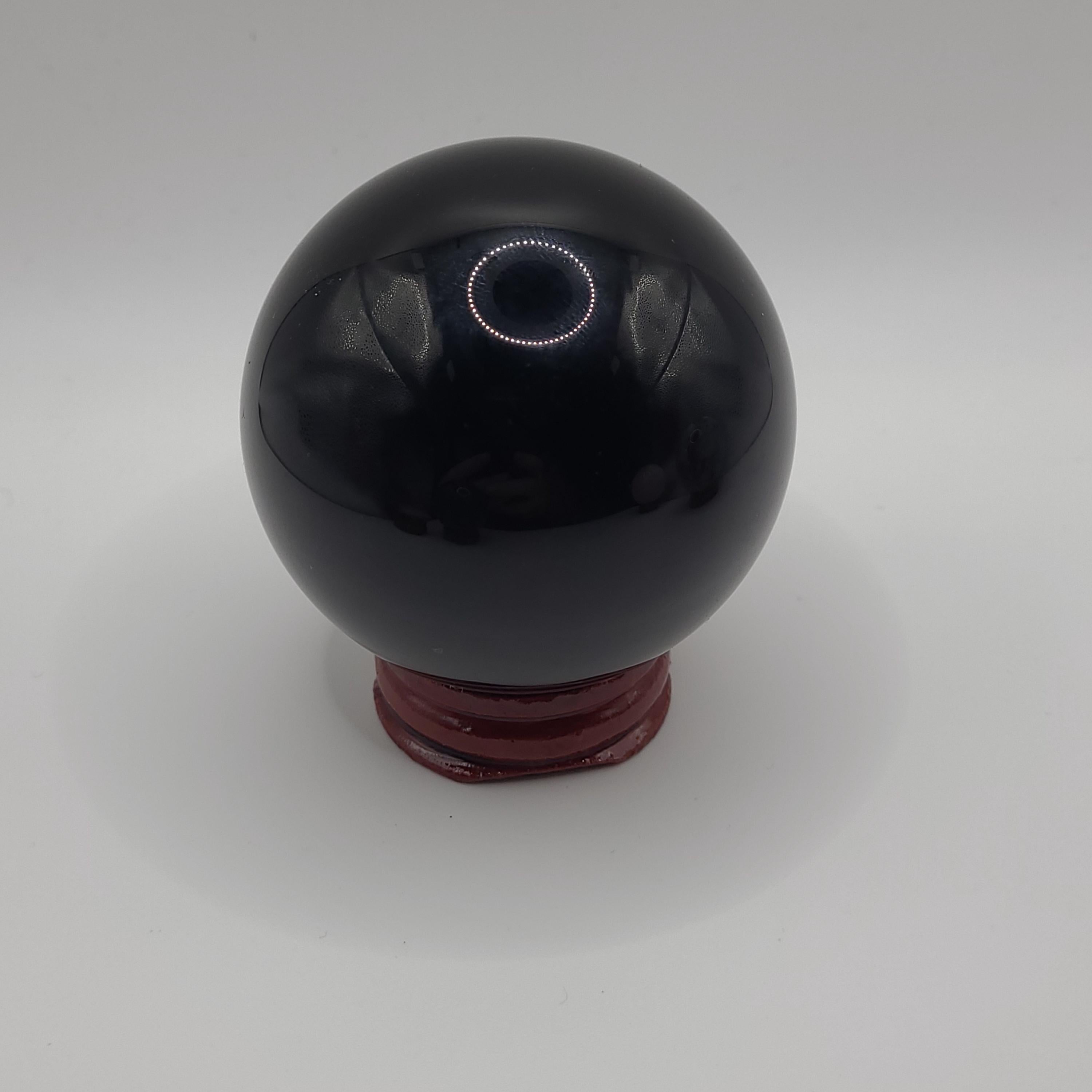 Polished Black Obsidian Sphere: Protection, Grounding, Witchy Decor