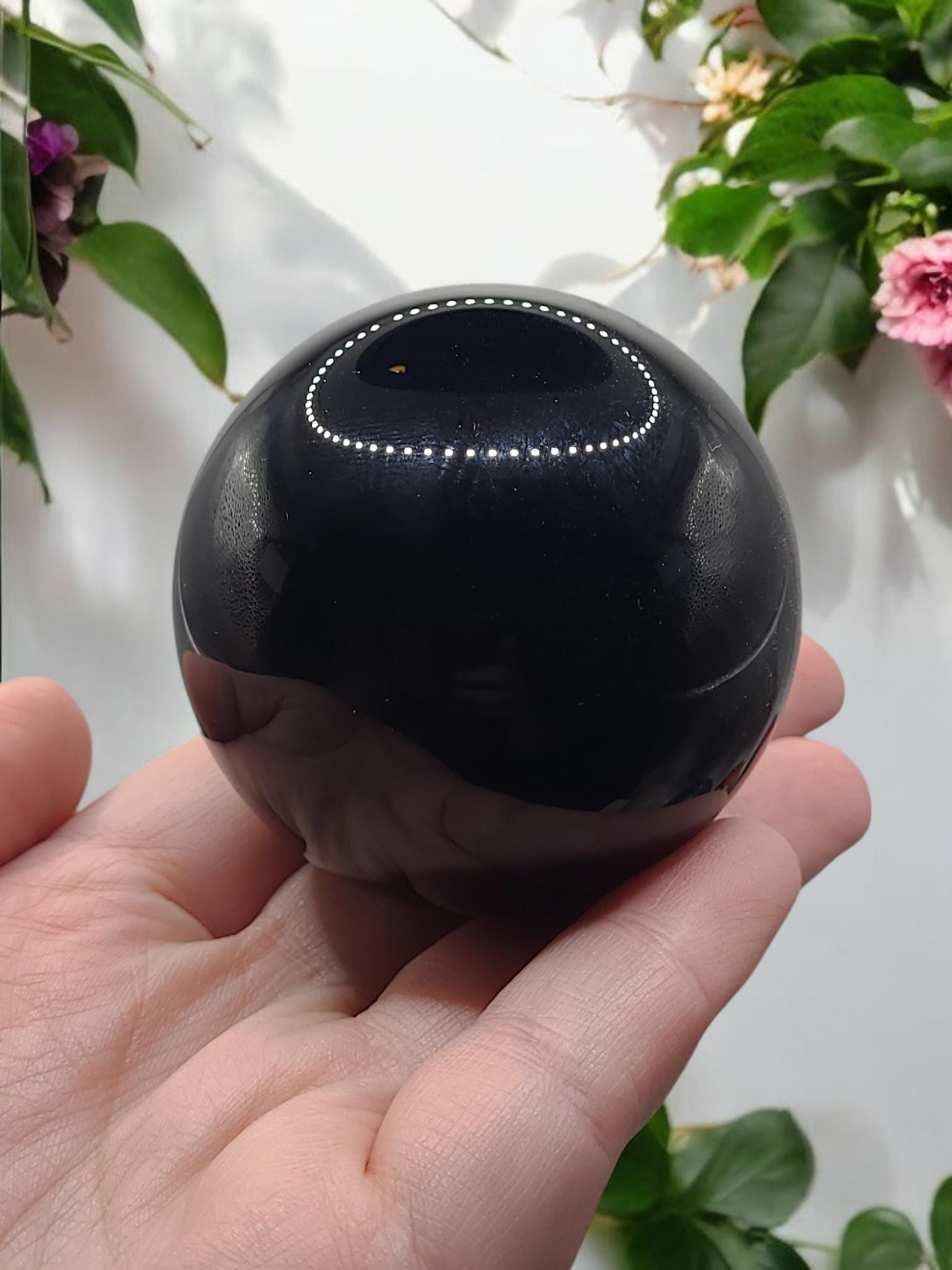 Polished Black Obsidian Sphere: Protection, Grounding, Witchy Decor