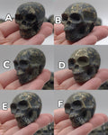 Hand Carved Pyrite Crystal Skull: Altar Decor, Abundance Stone