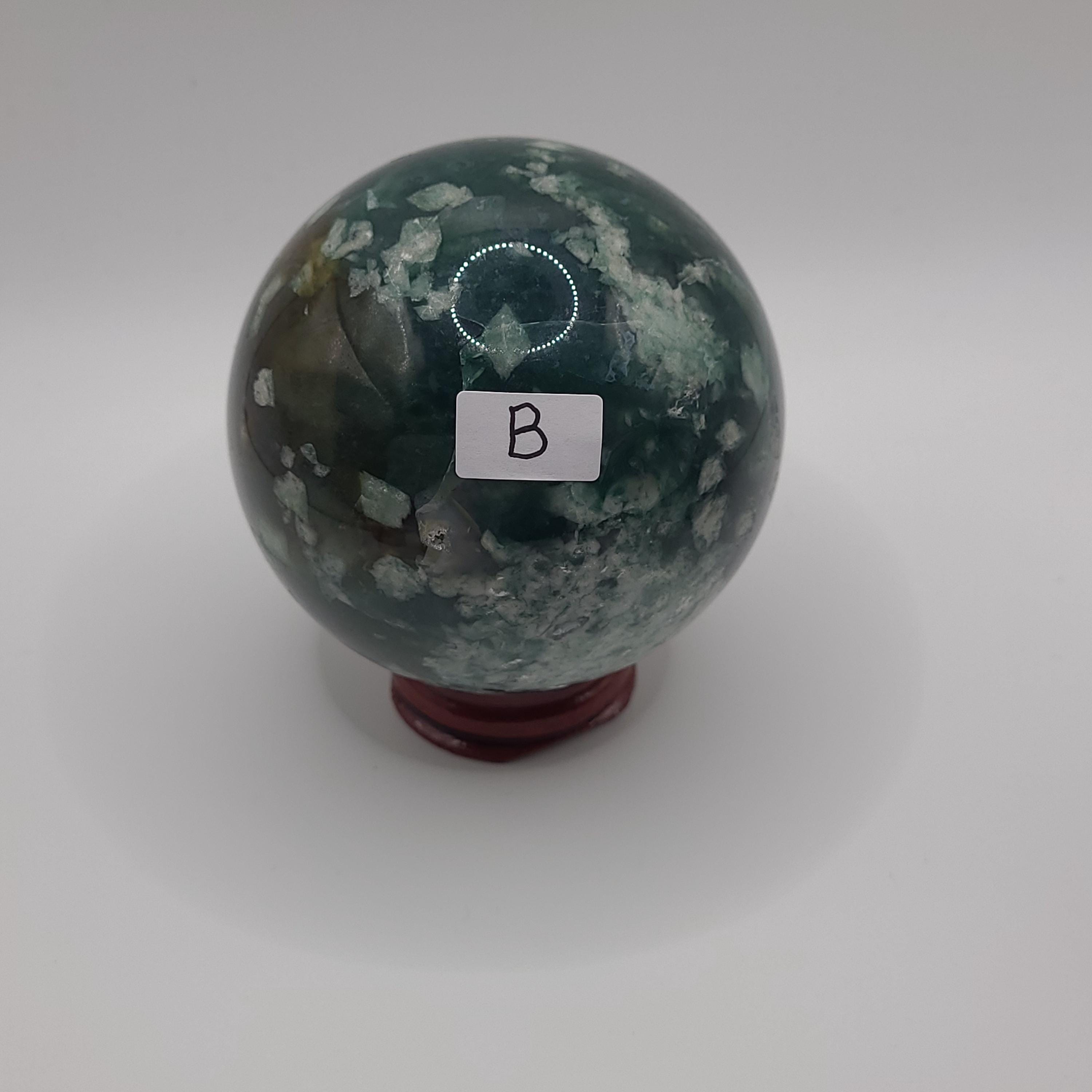 Moss Agate Sphere •64.1mm (stand incl.)