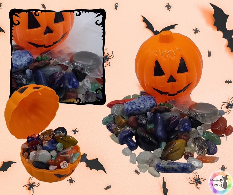 Witch's Brew Crystal Confetti: Mystery Cauldron, Pumpkin, or Bag. Mystery crystals & jewelry