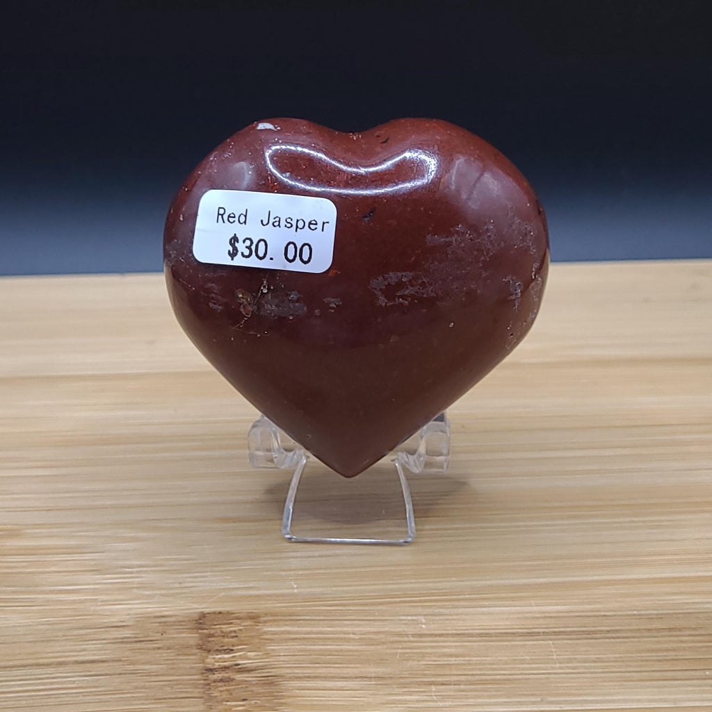 Red Jasper Heart: Polished Root Chakra Crystal for Strength & Stability