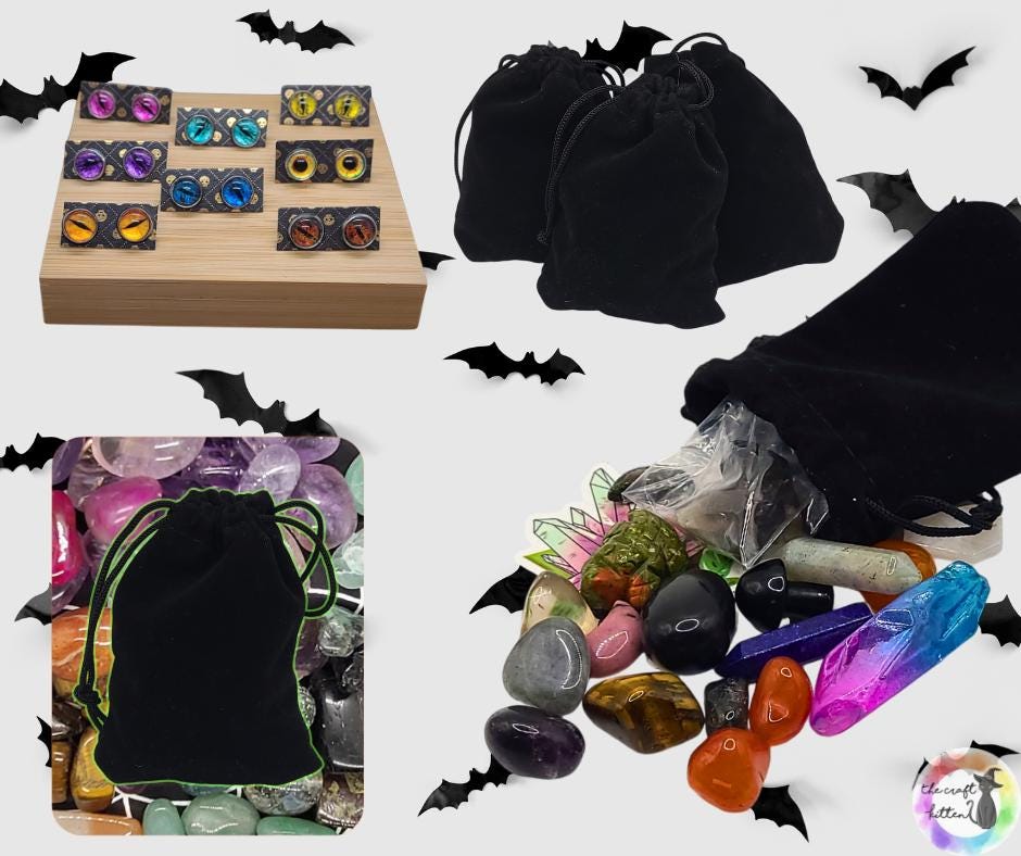 Witch's Brew Crystal Confetti: Mystery Cauldron, Pumpkin, or Bag. Mystery crystals & jewelry