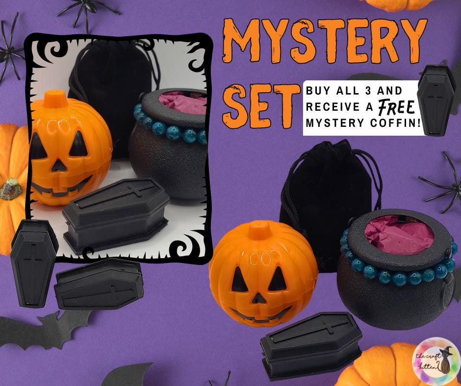 Witch's Brew Crystal Confetti: Mystery Cauldron, Pumpkin, or Bag. Mystery crystals & jewelry
