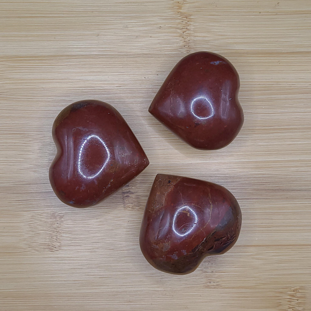 Red Jasper Heart: Polished Root Chakra Crystal for Strength & Stability