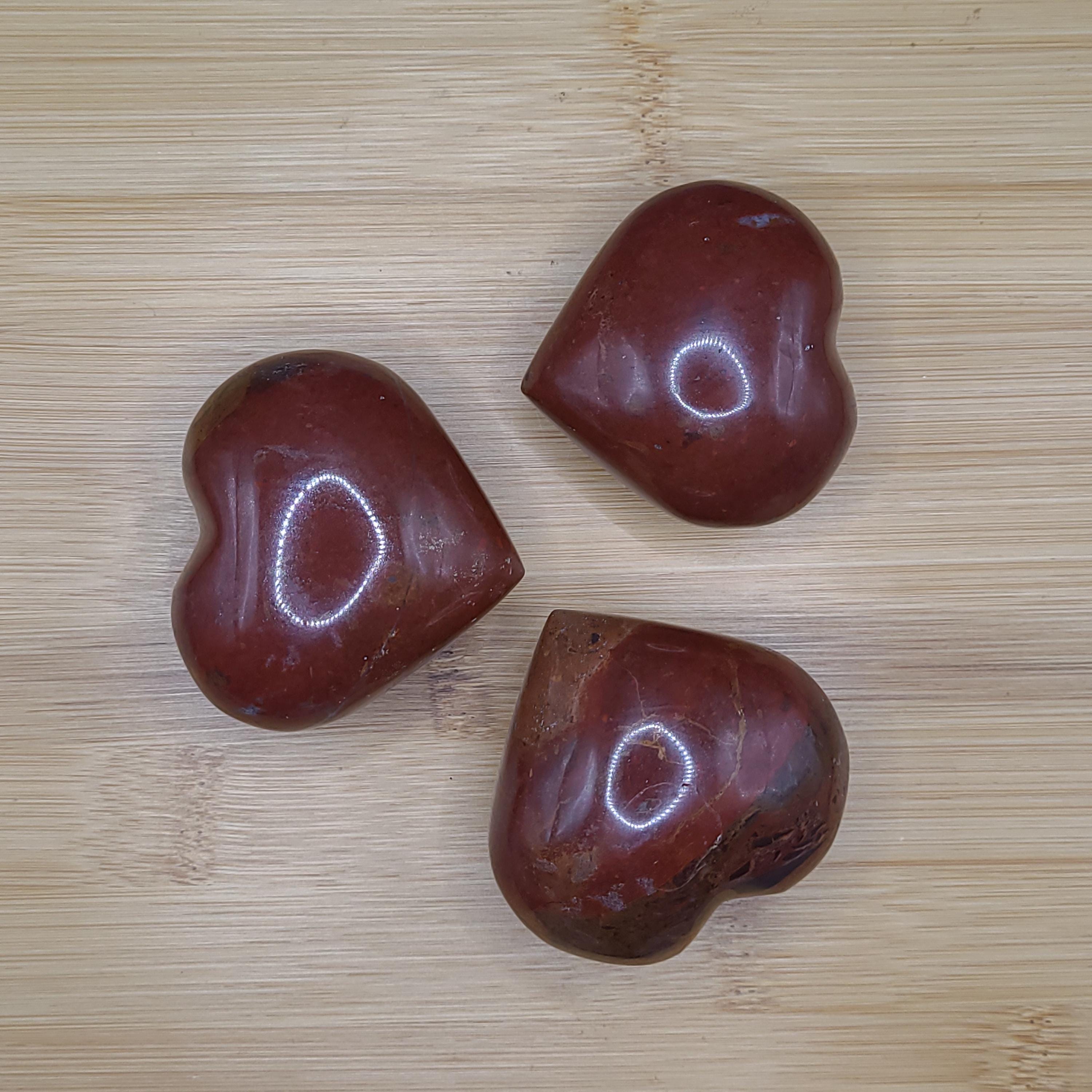 Red Jasper Heart: Polished Root Chakra Crystal for Strength & Stability