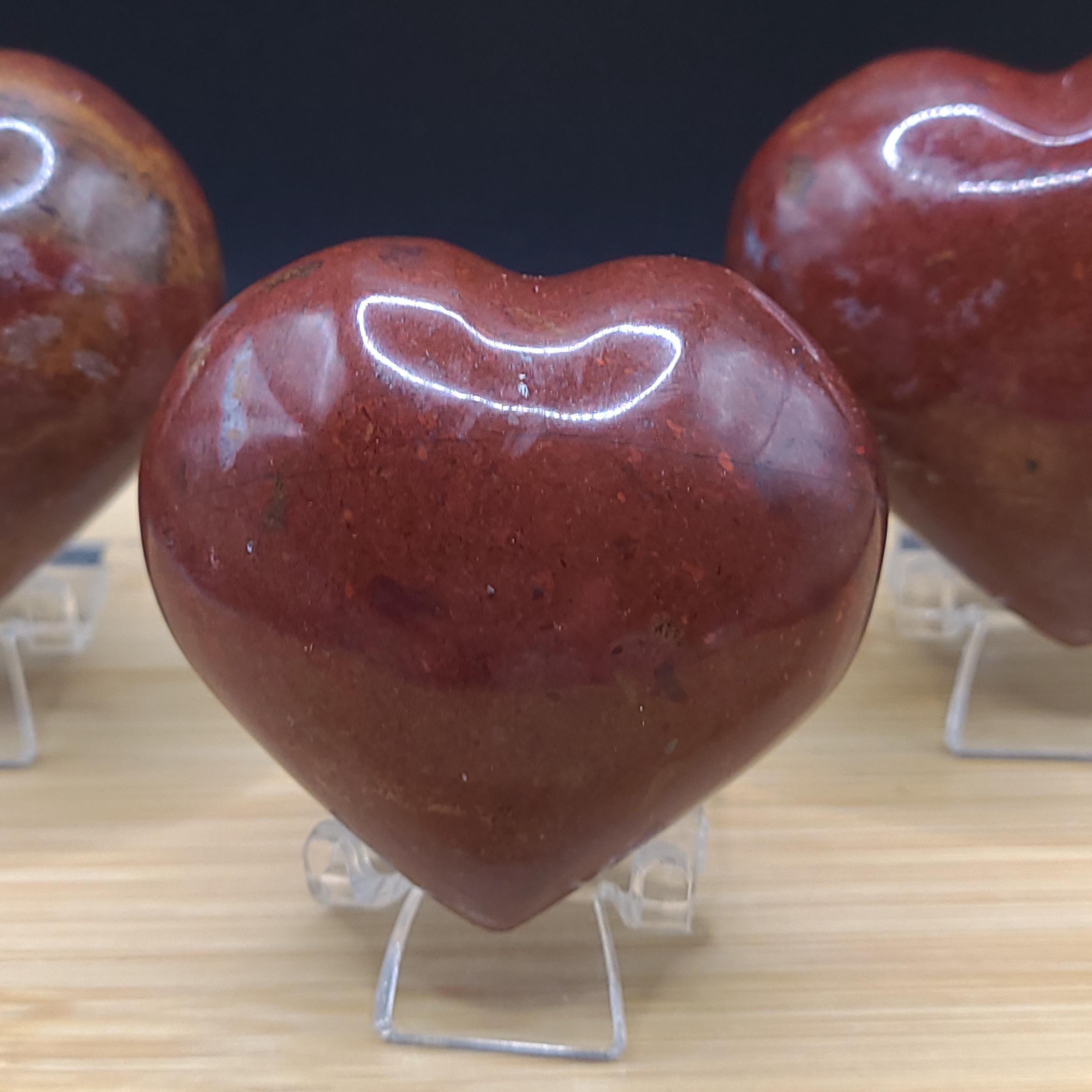 Red Jasper Heart: Polished Root Chakra Crystal for Strength & Stability