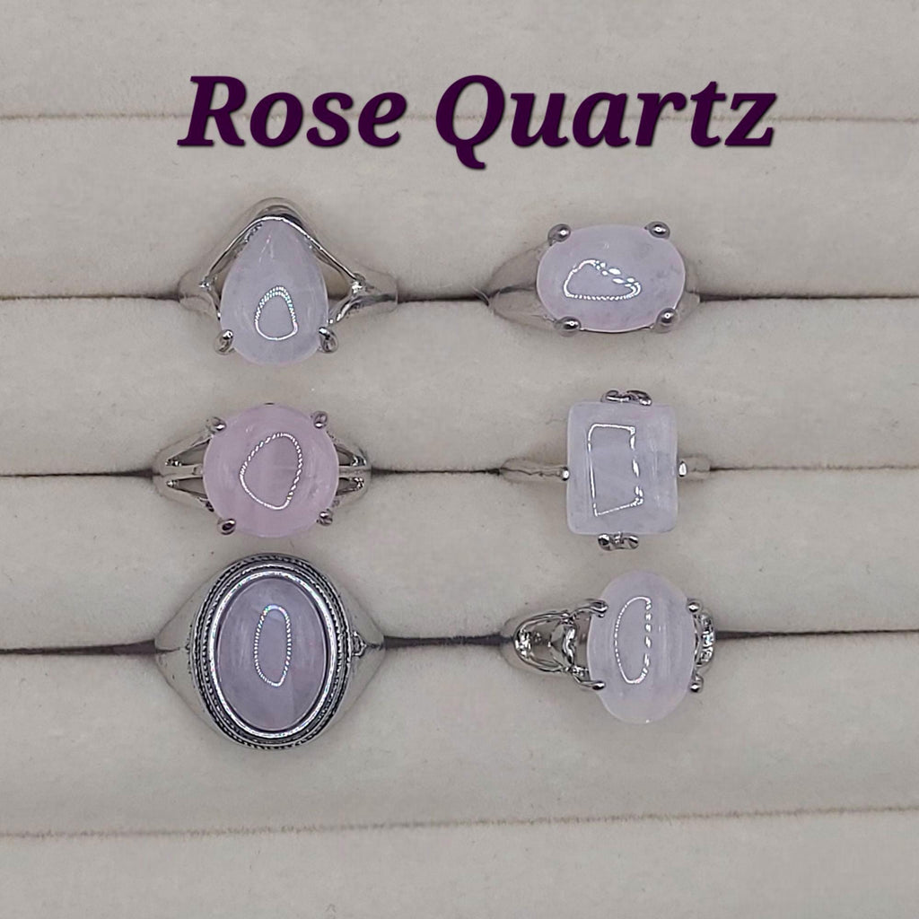 Size 7 Crystal Gemstone Ring - Silver Band, Everyday wear
