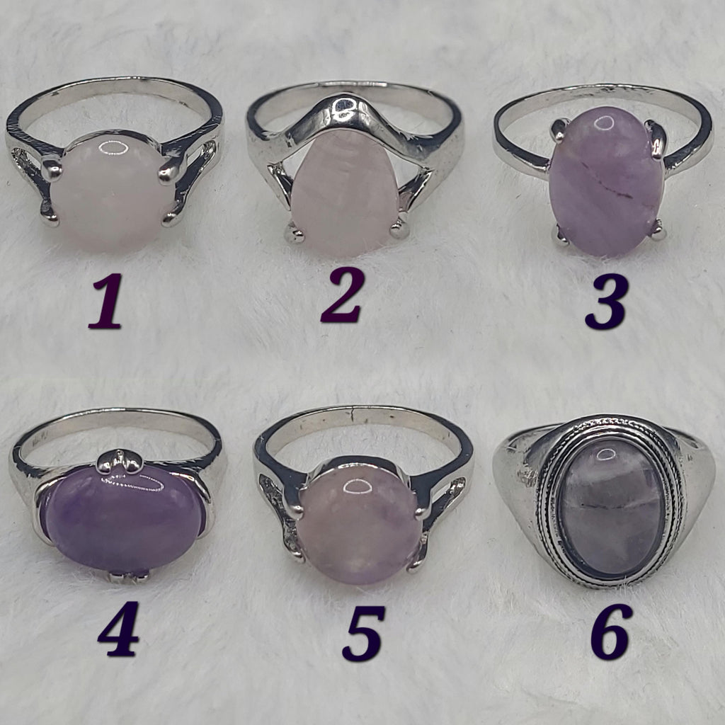 Size 9 Crystal Ring: Silver Band, Aventurine, Tiger's Eye, Opalite