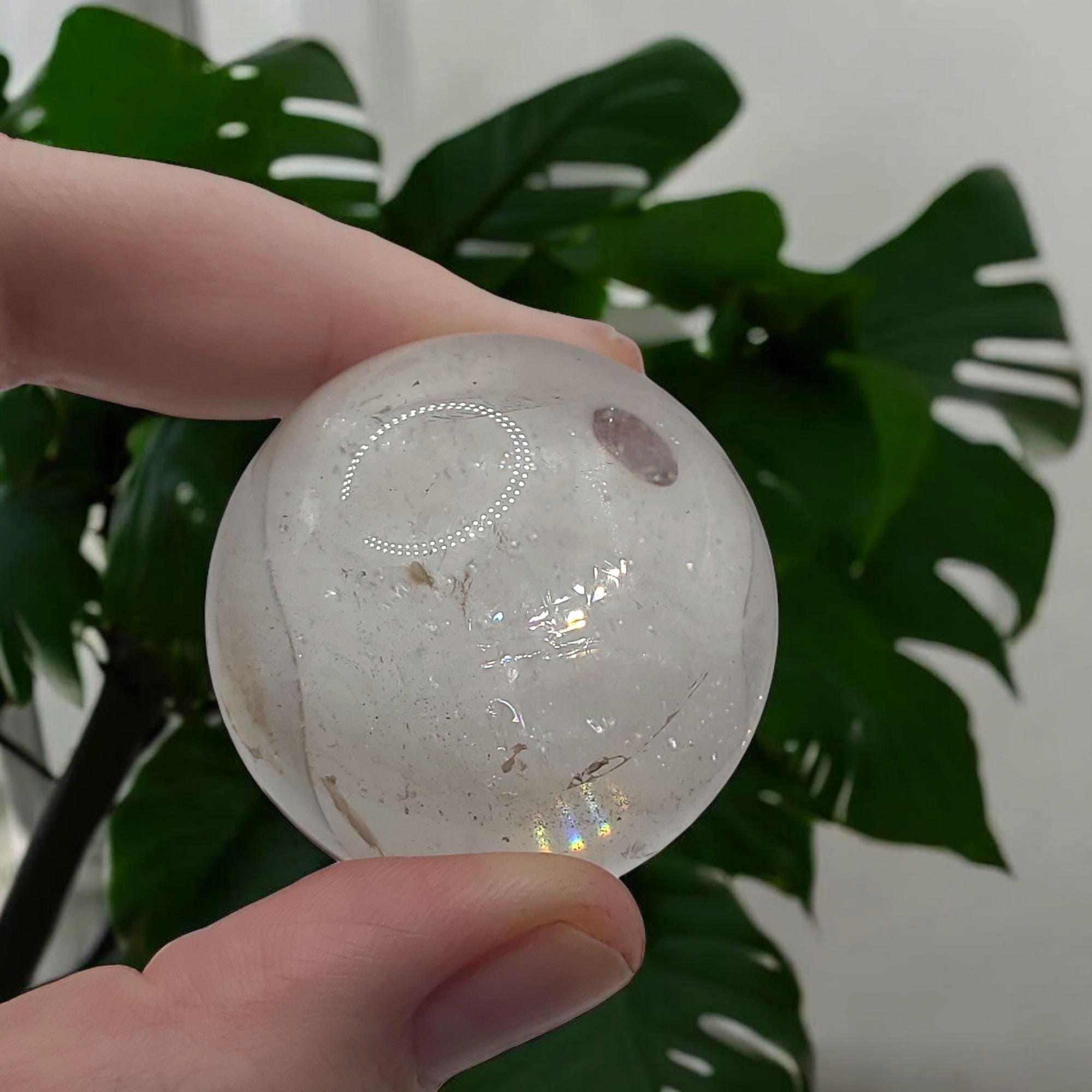 Rainbow Flash Clear Quartz Sphere: Polished Crystal Ball, Energy Amplifier