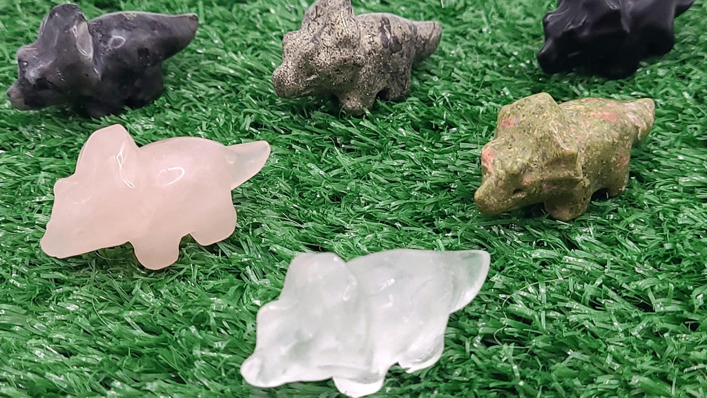 Mini Crystal Triceratops Carving