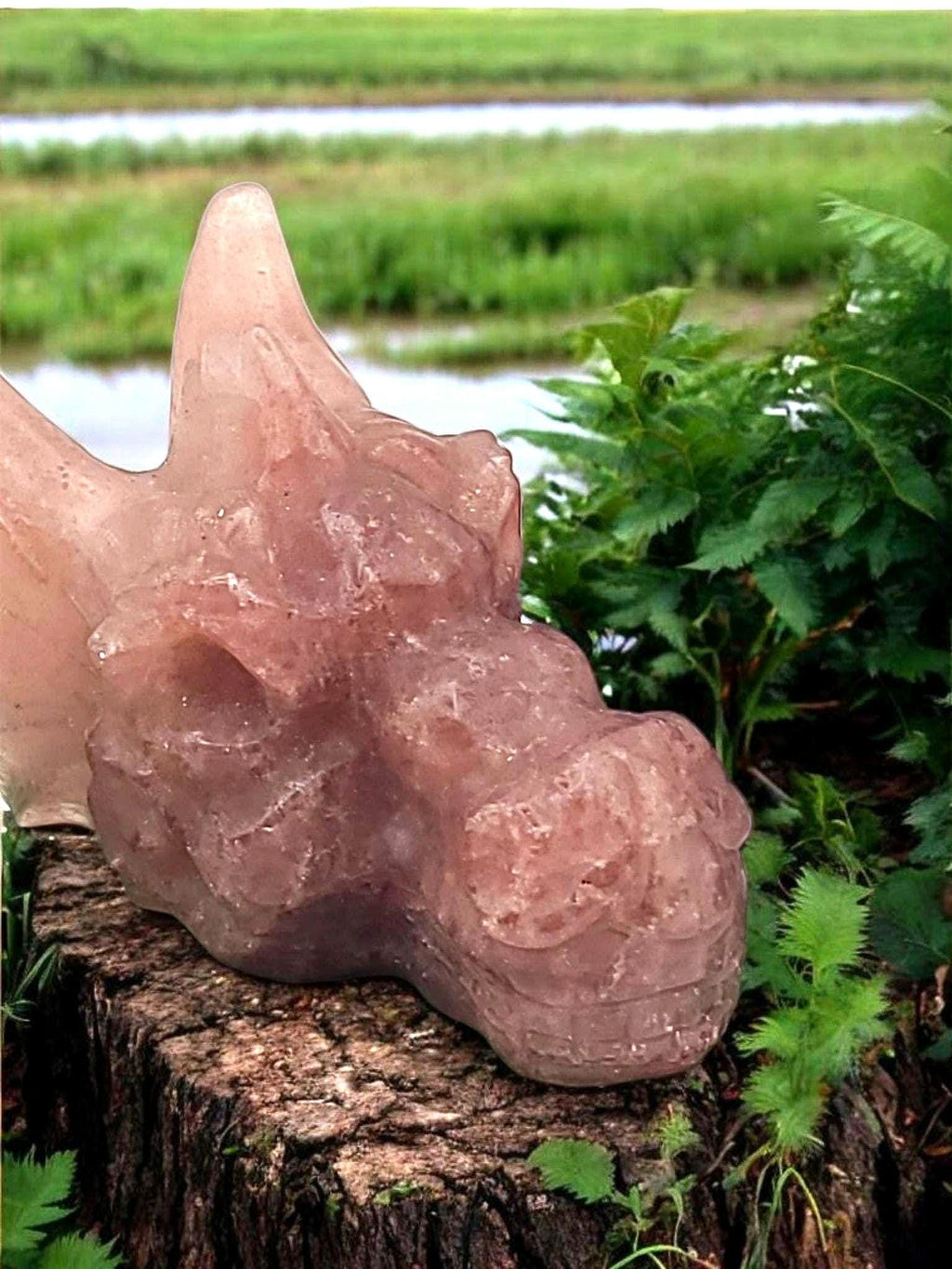 Strawberry Quartz Dragon Skull