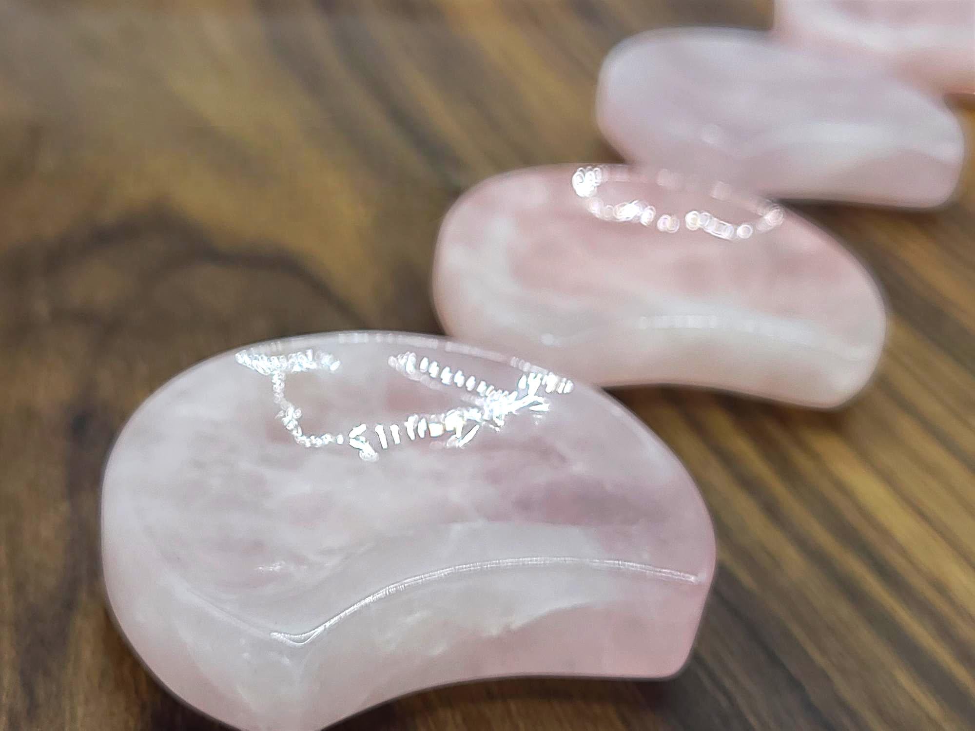 Rose Quartz Crescent Moon Bowl, Love Crystal Dish, Healing Pink Trinket Holder, Small Offering