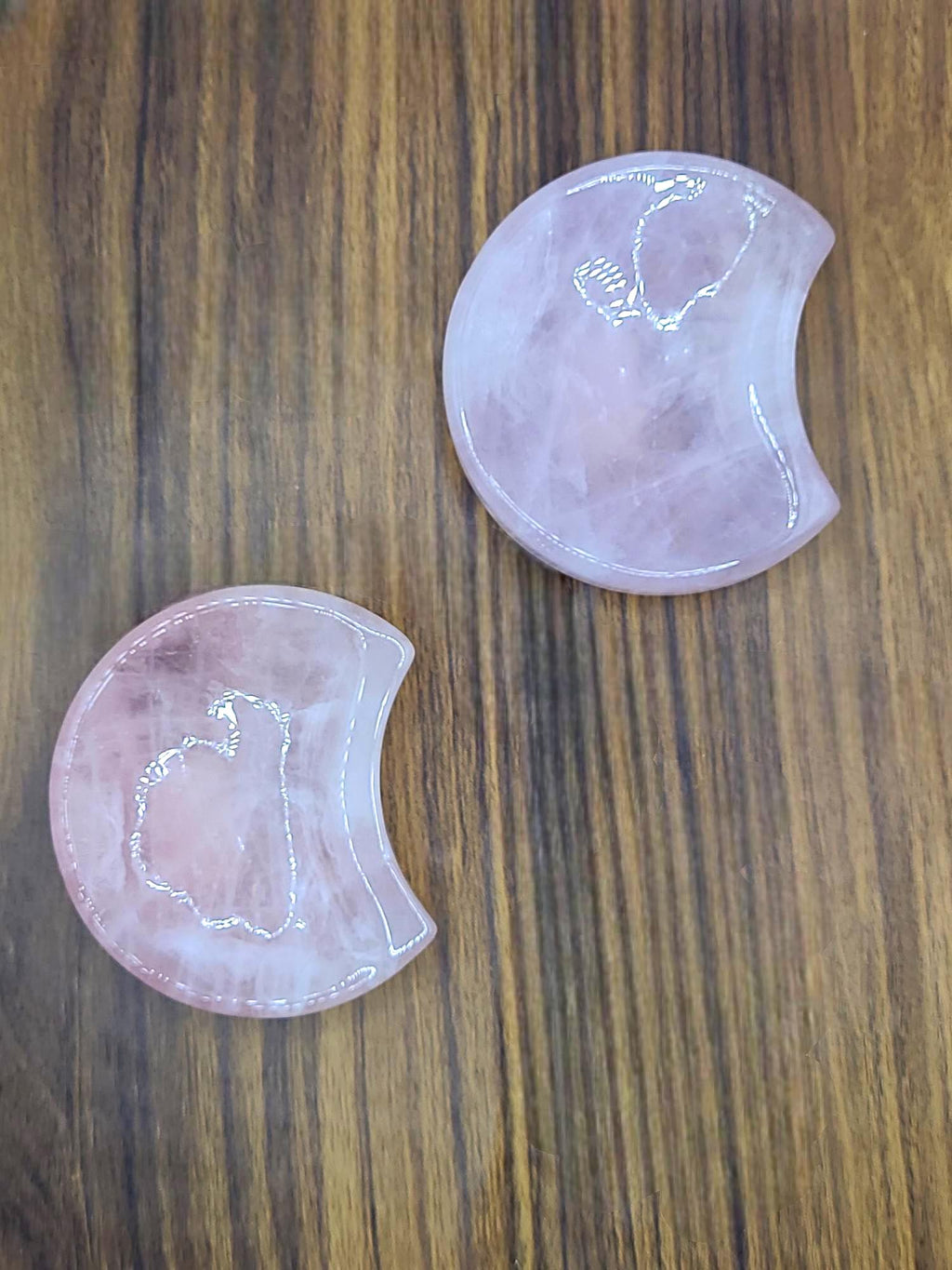 Rose Quartz Crescent Moon Bowl, Love Crystal Dish, Healing Pink Trinket Holder, Small Offering
