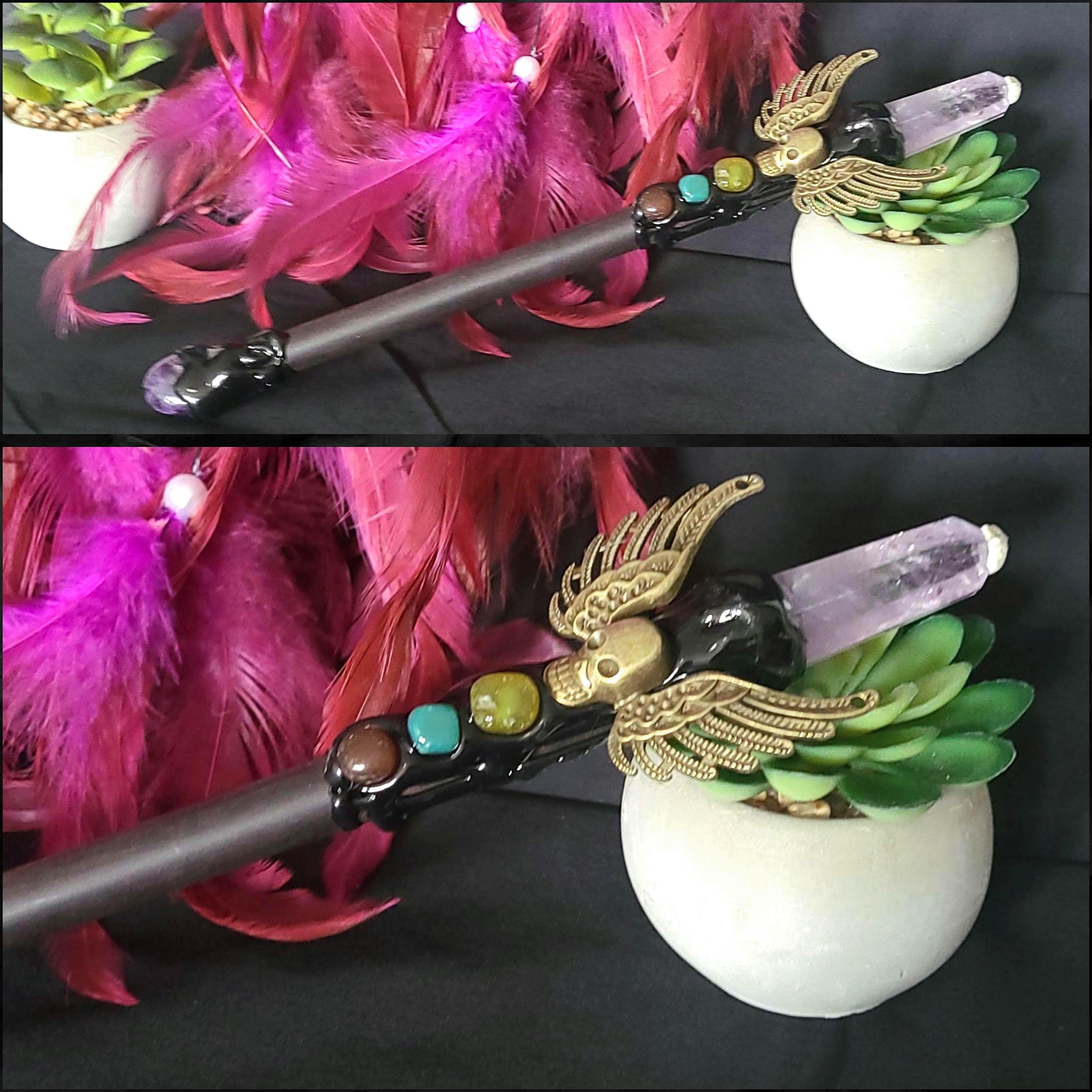 Crystal Wand | Amethyst, Apatite & Citrine Wands | Ritual Wand for Clarity, Motivation and Abundance