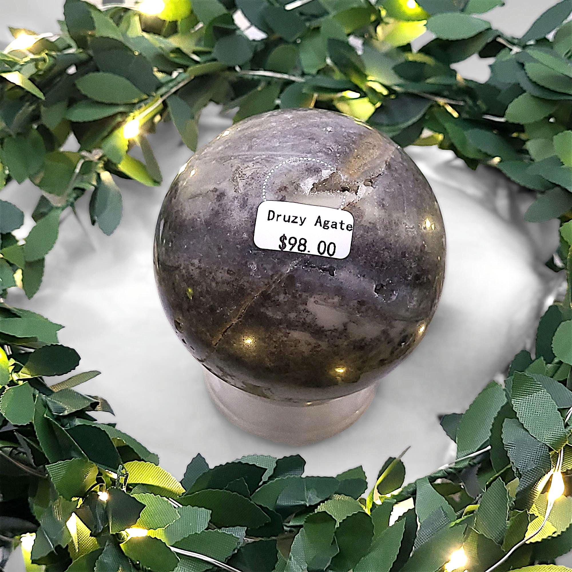 Druzy Agate Sphere  Sparkling Crystal Home Décor, Polished Gemstone Gift