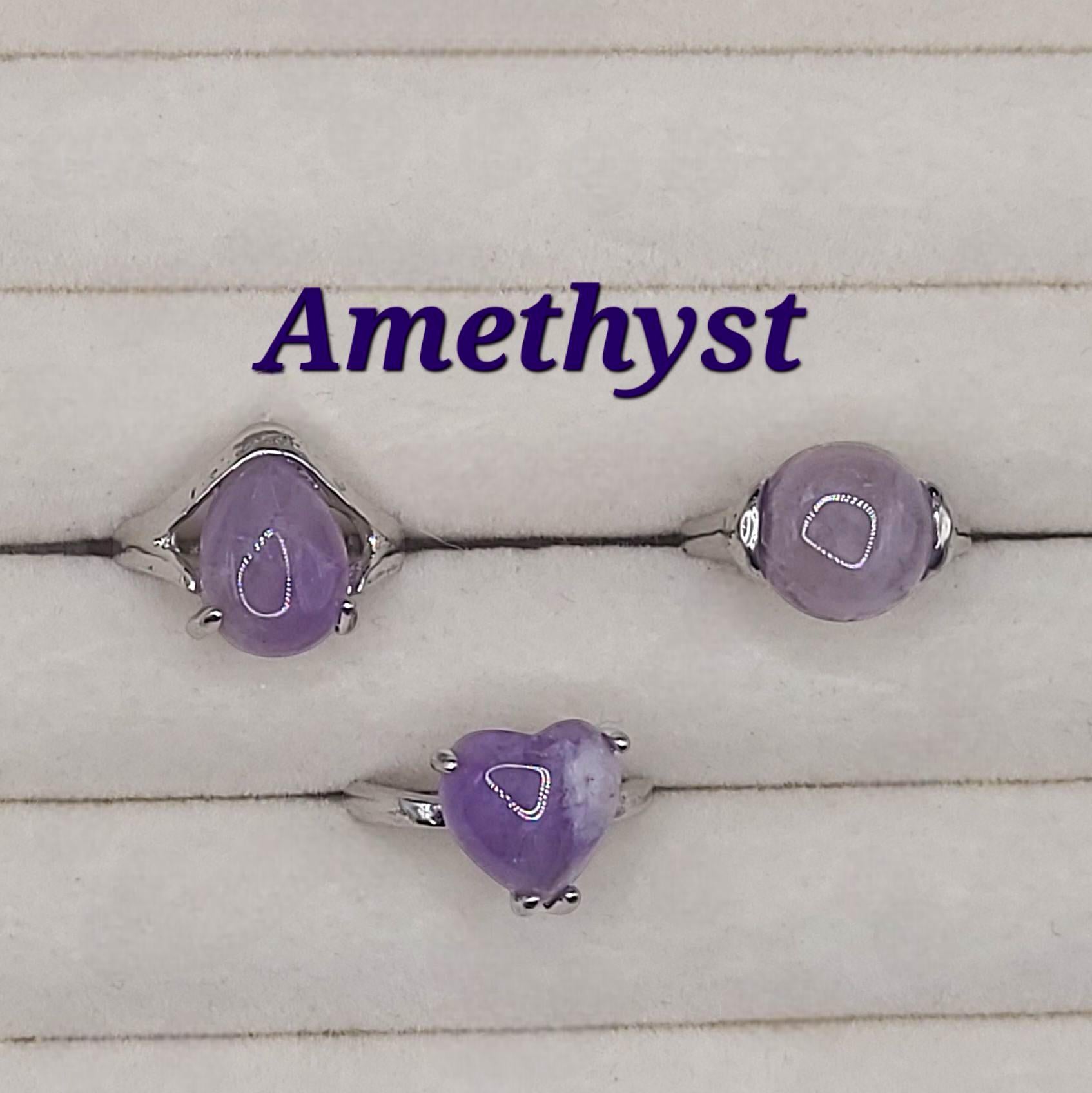 Size 7 Crystal Gemstone Ring - Silver Band, Everyday wear