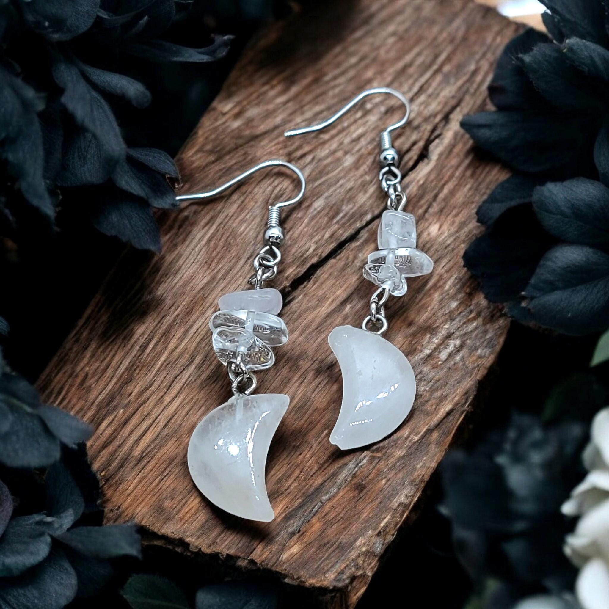 Crescent Moon Crystal Earrings
