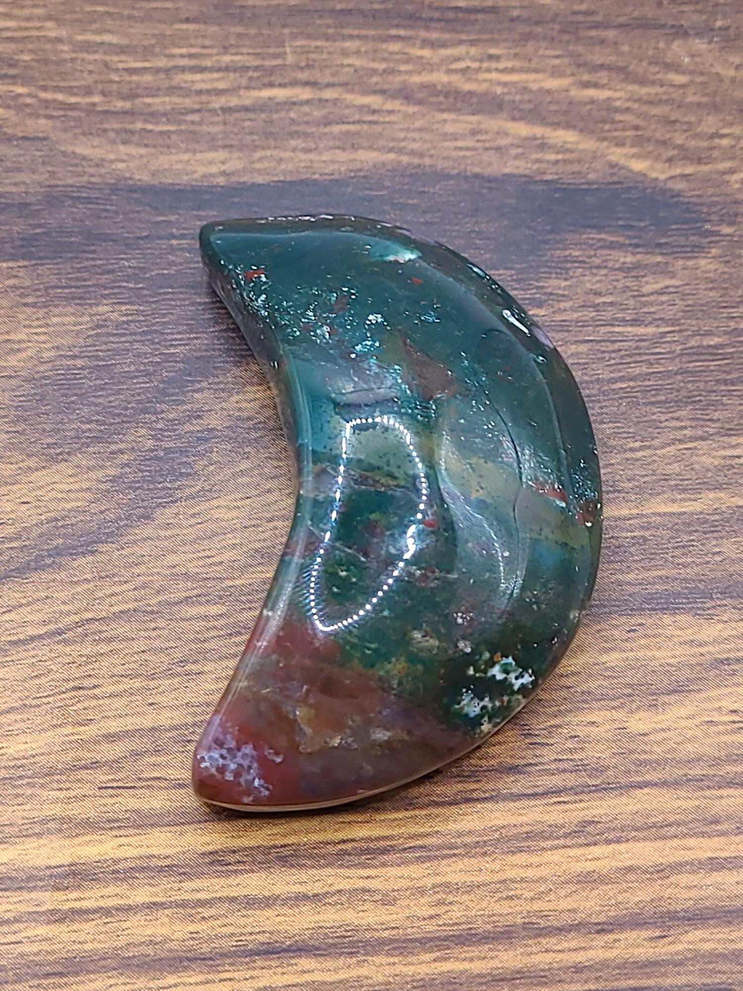 Ocean Jasper Crescent Moon  Crystal Moon Decor, Emotional Healing, Heart Chakra Gift