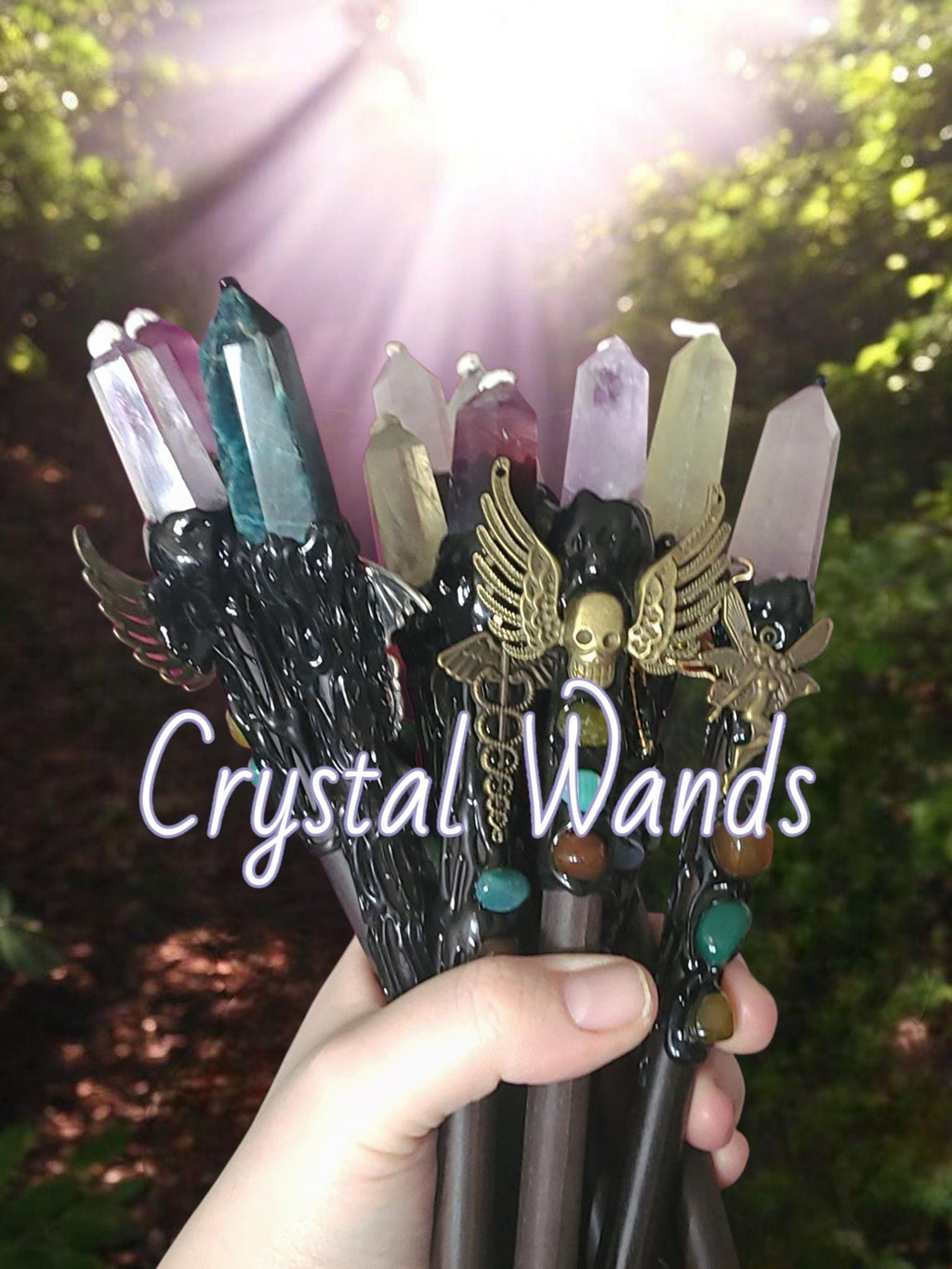Baguette de Cristal | Baguettes d'Améthyste, d'Apatite et de Citrine | Baguette Rituelle pour la Clarté, la Motivation et l'Abondance