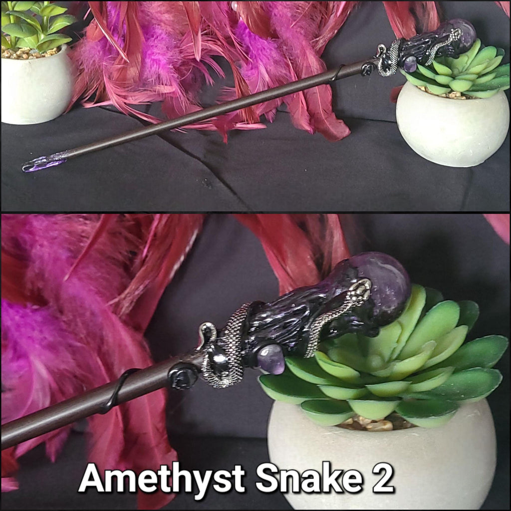 Magic Crystal Wand: Amethyst, Quartz, Blue Sandstone - Reiki Healing