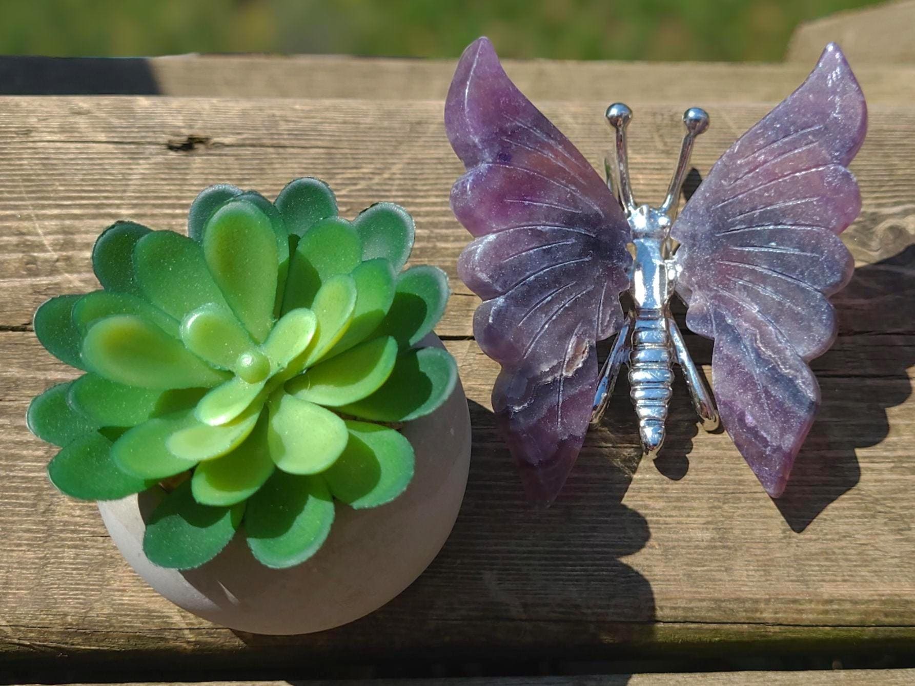 Rainbow Fluorite Butterfly Carving: Purple