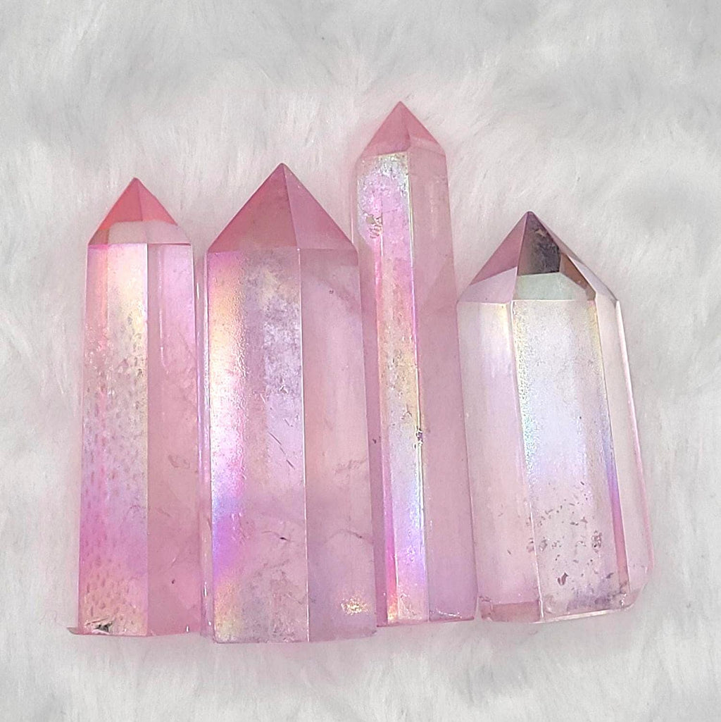 Pink Aura Quartz Tower