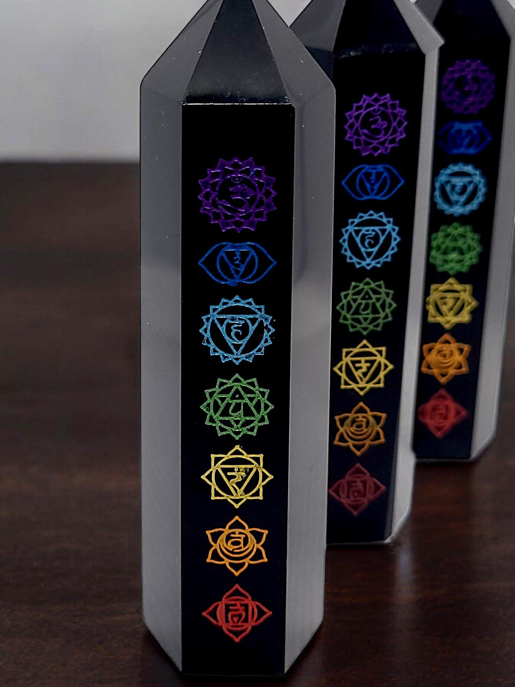 Black Obsidian Chakra Tower: Reiki Healing Crystal Point