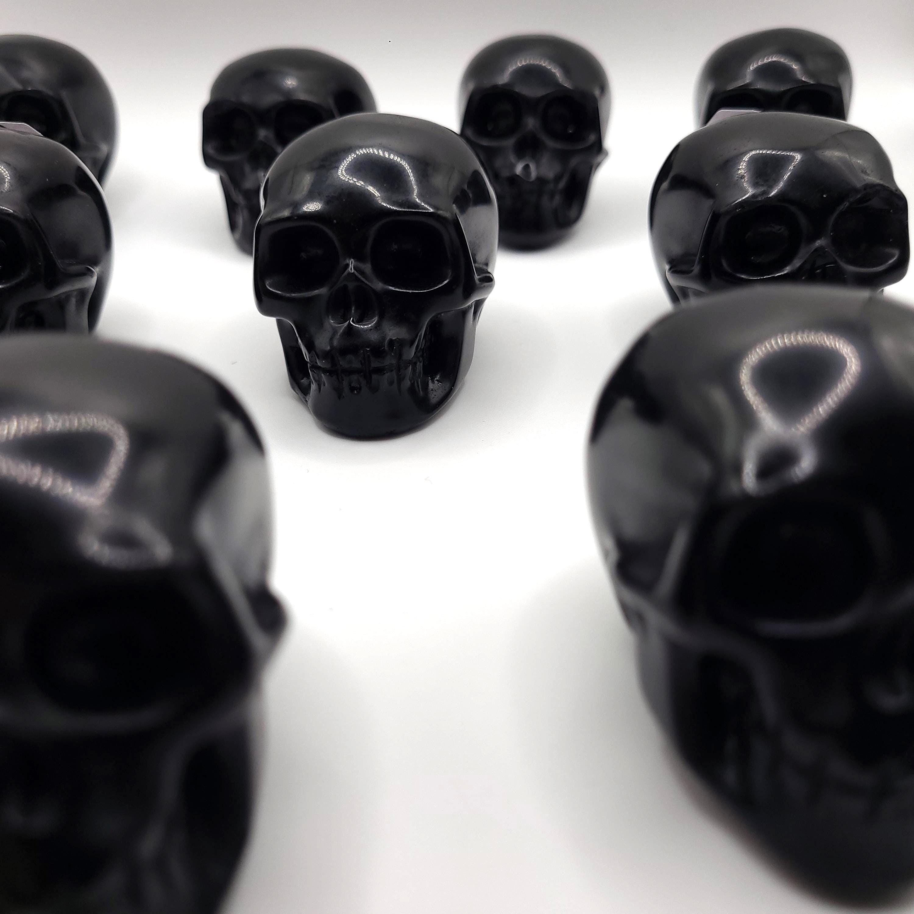 Hand Carved Black Obsidian Crystal Skull: Witchy Altar Decor