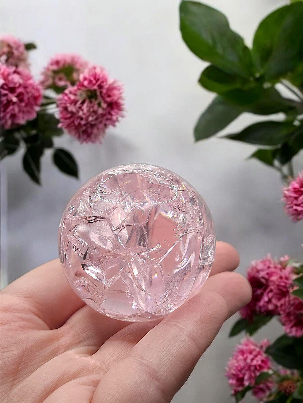 Pink Crackle Quartz Sphere