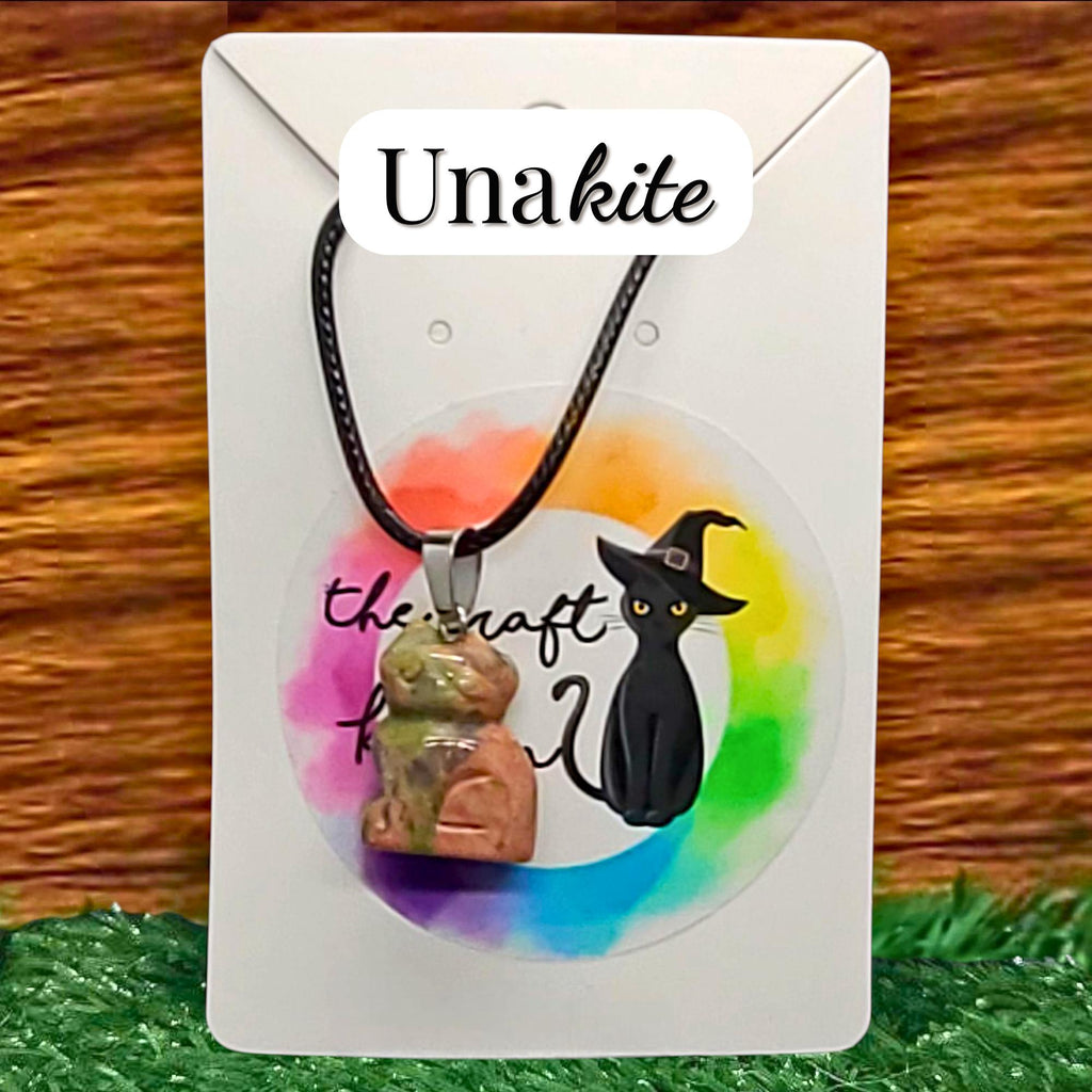 Crystal Cat Necklace: Adjustable Black Cord, Witchy Charm, Cat-lover gift