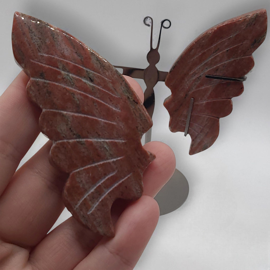Brecciated Jasper Butterfly Wings with stand