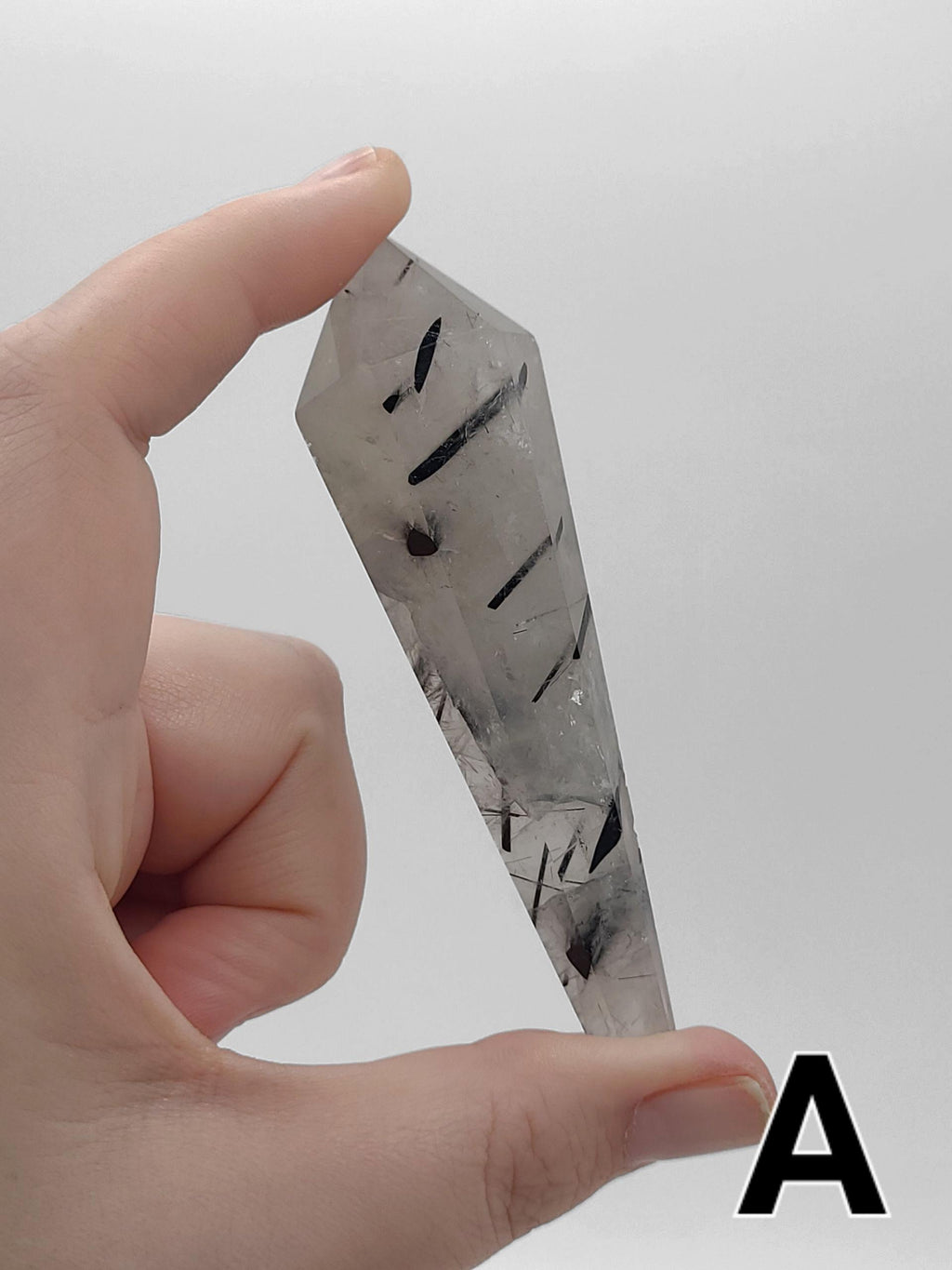 Tourmaline Quartz Crystal Wand  Polished Carved Tool for Meditation