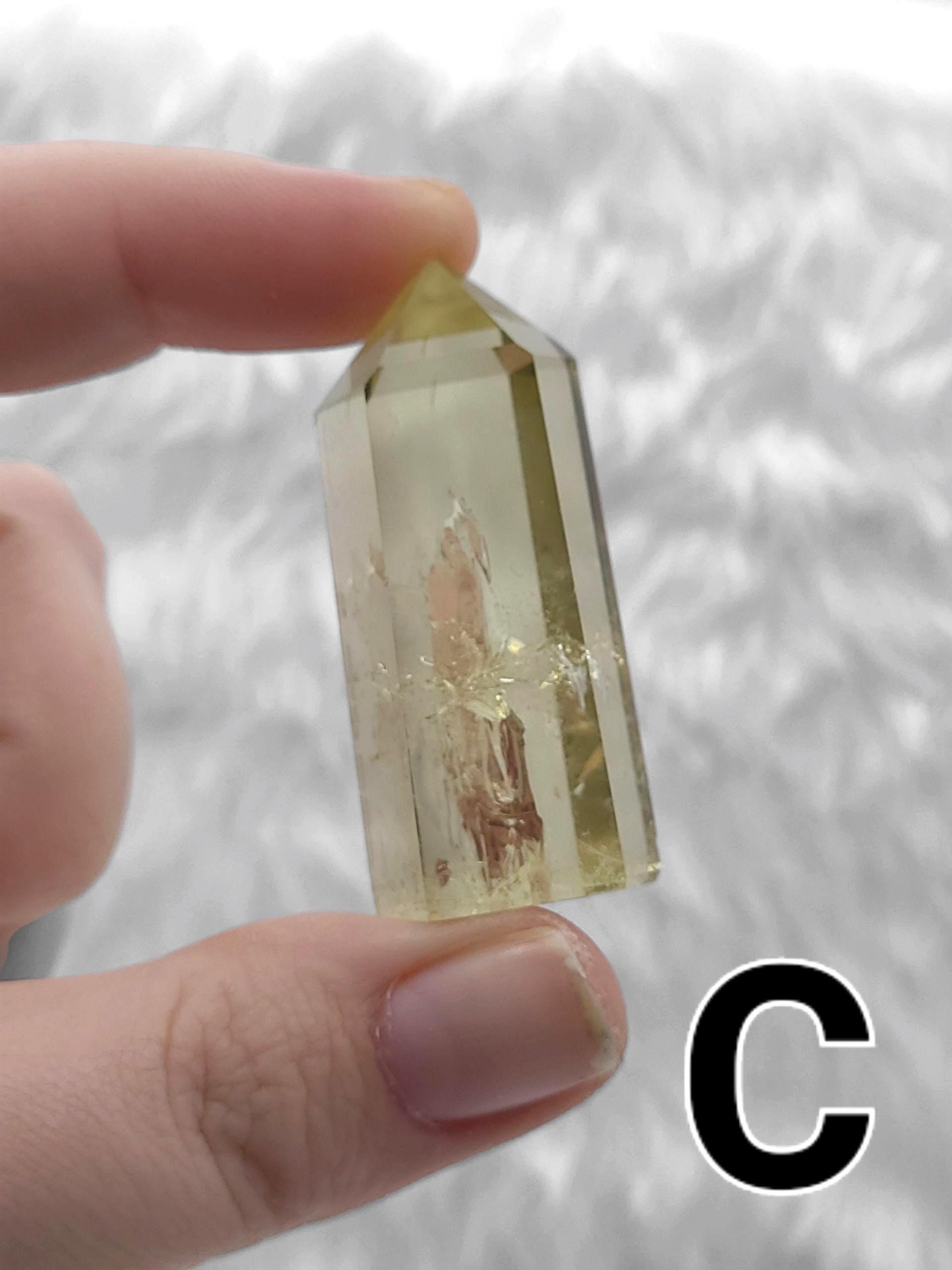 Citrine Tower: Natural Yellow Crystal Point with Rainbow Inclusions