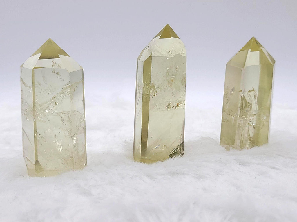 Citrine Tower: Natural Yellow Crystal Point with Rainbow Inclusions