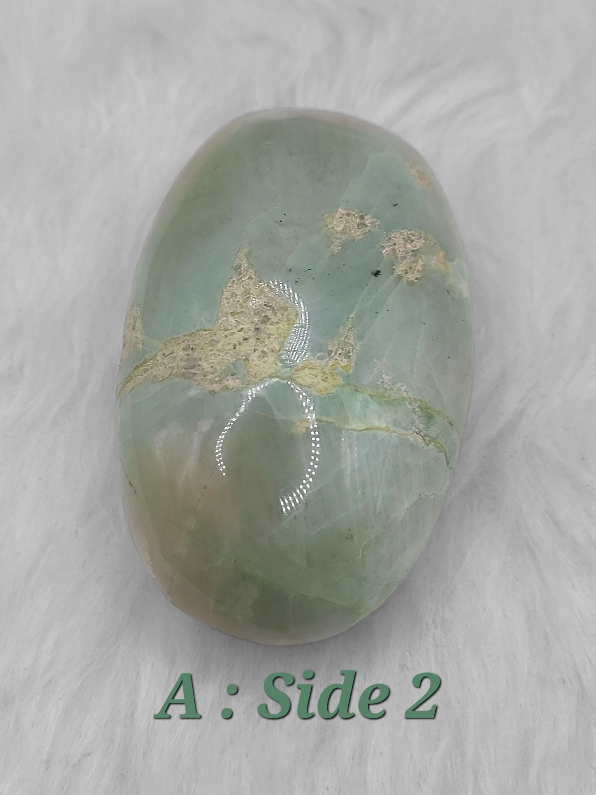 Green Moonstone Palm Stone: Polished Crystal for Emotional Healing