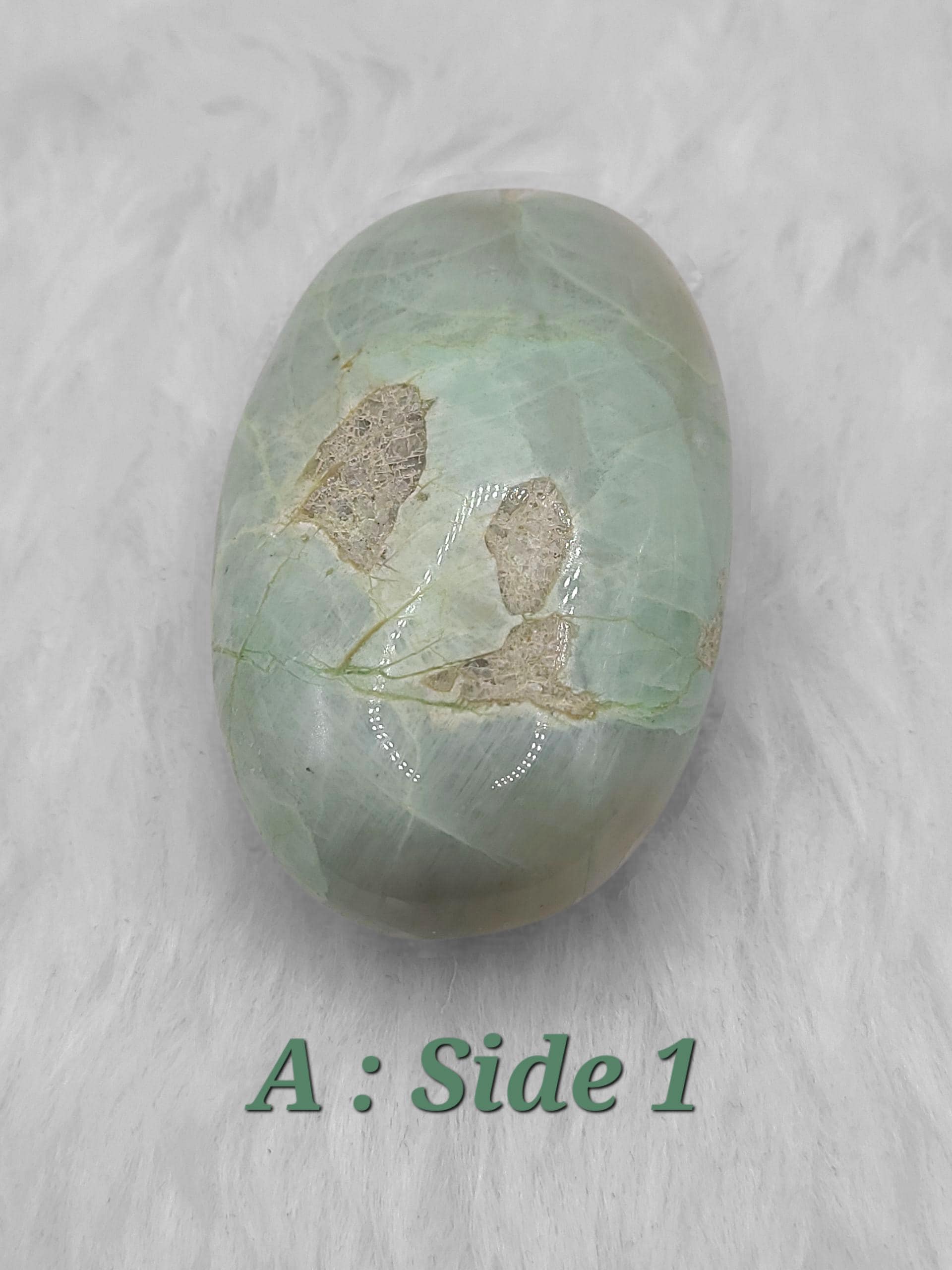 Green Moonstone Palm Stone: Polished Crystal for Emotional Healing