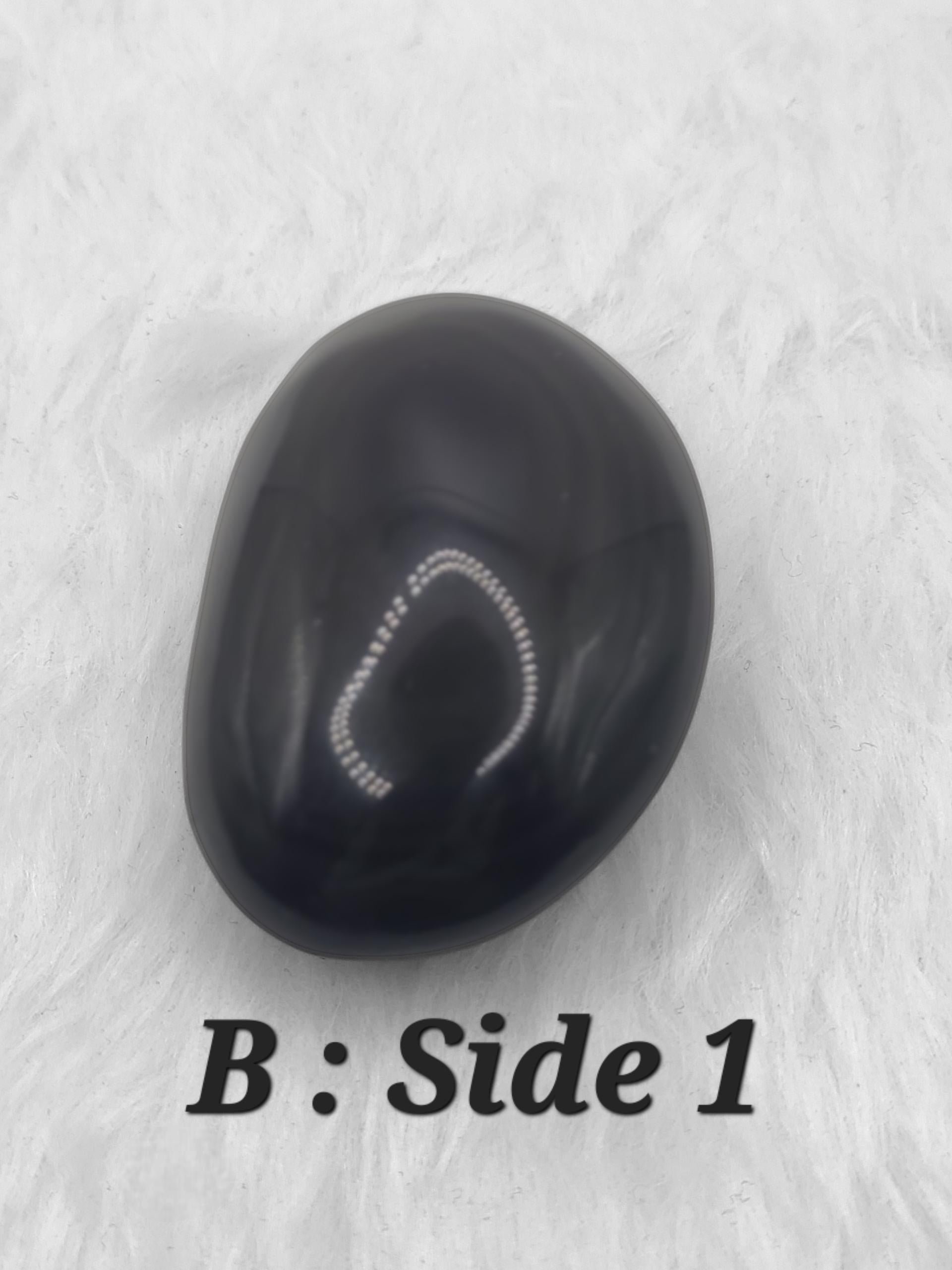 Rainbow Obsidian Palm Stone: Polished Black Grounding Crystal