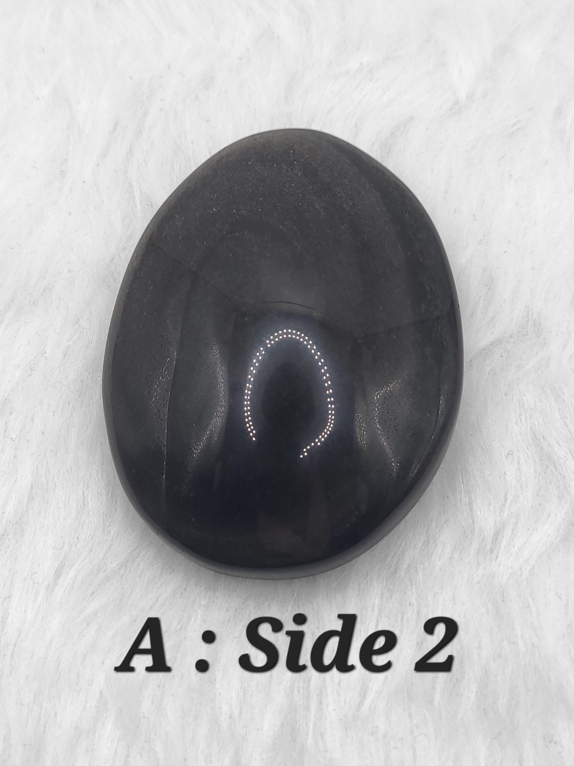 Rainbow Obsidian Palm Stone: Polished Black Grounding Crystal