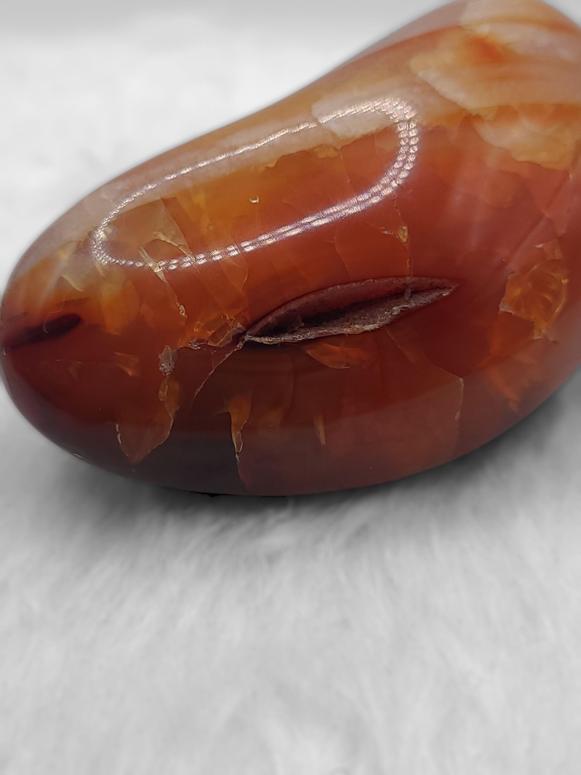 Polished Carnelian Palm Stone: Orange Crystal for Confidence and Motivation, Root Chakra Crystal