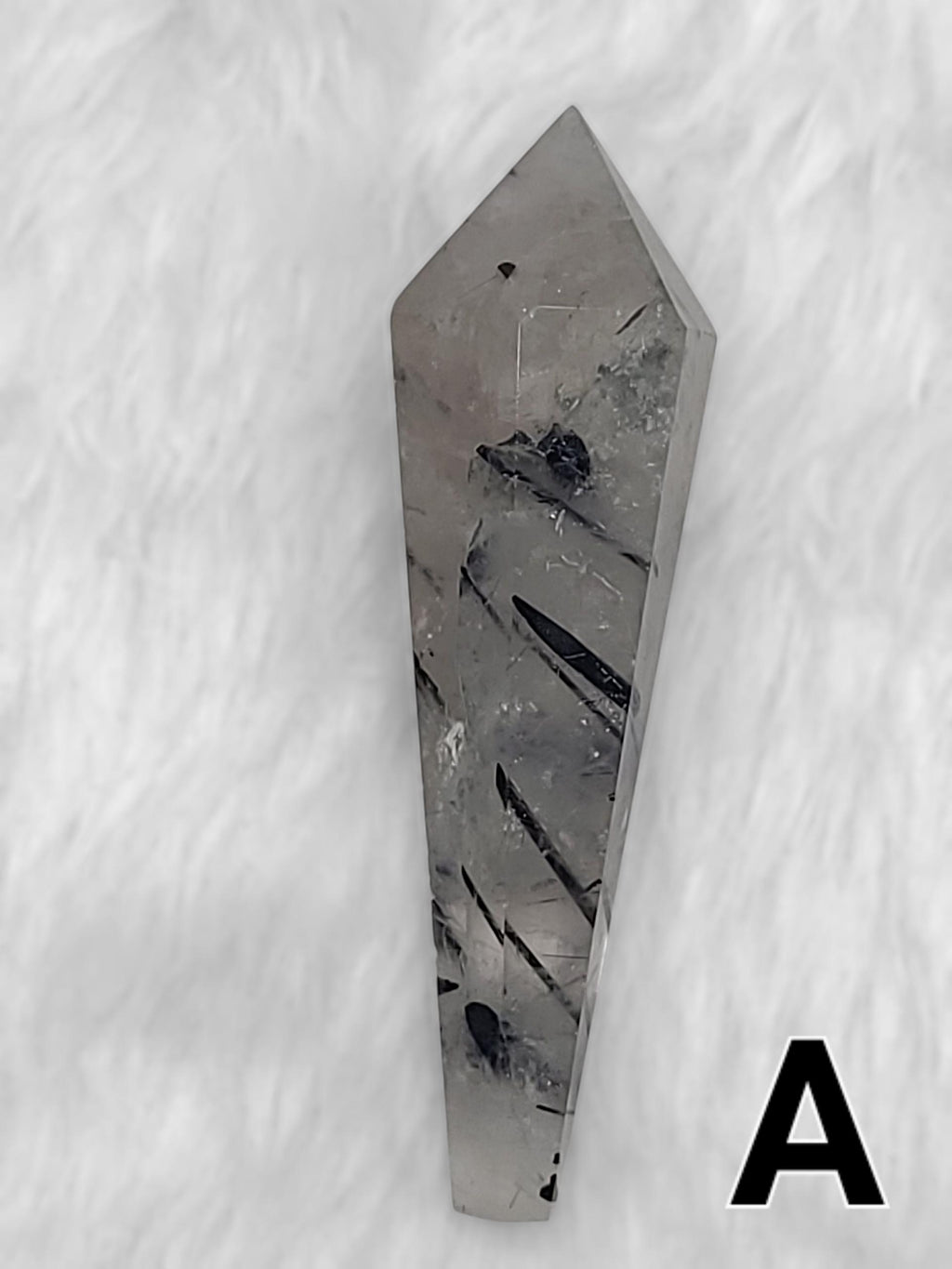 Tourmaline Quartz Crystal Wand  Polished Carved Tool for Meditation