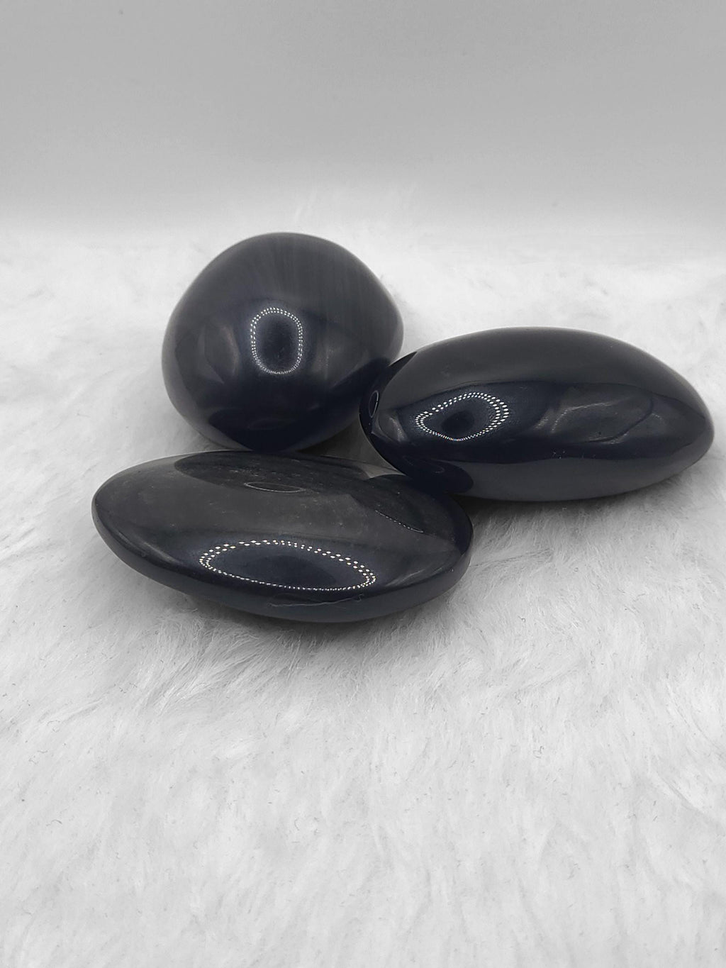 Rainbow Obsidian Palm Stone: Polished Black Grounding Crystal