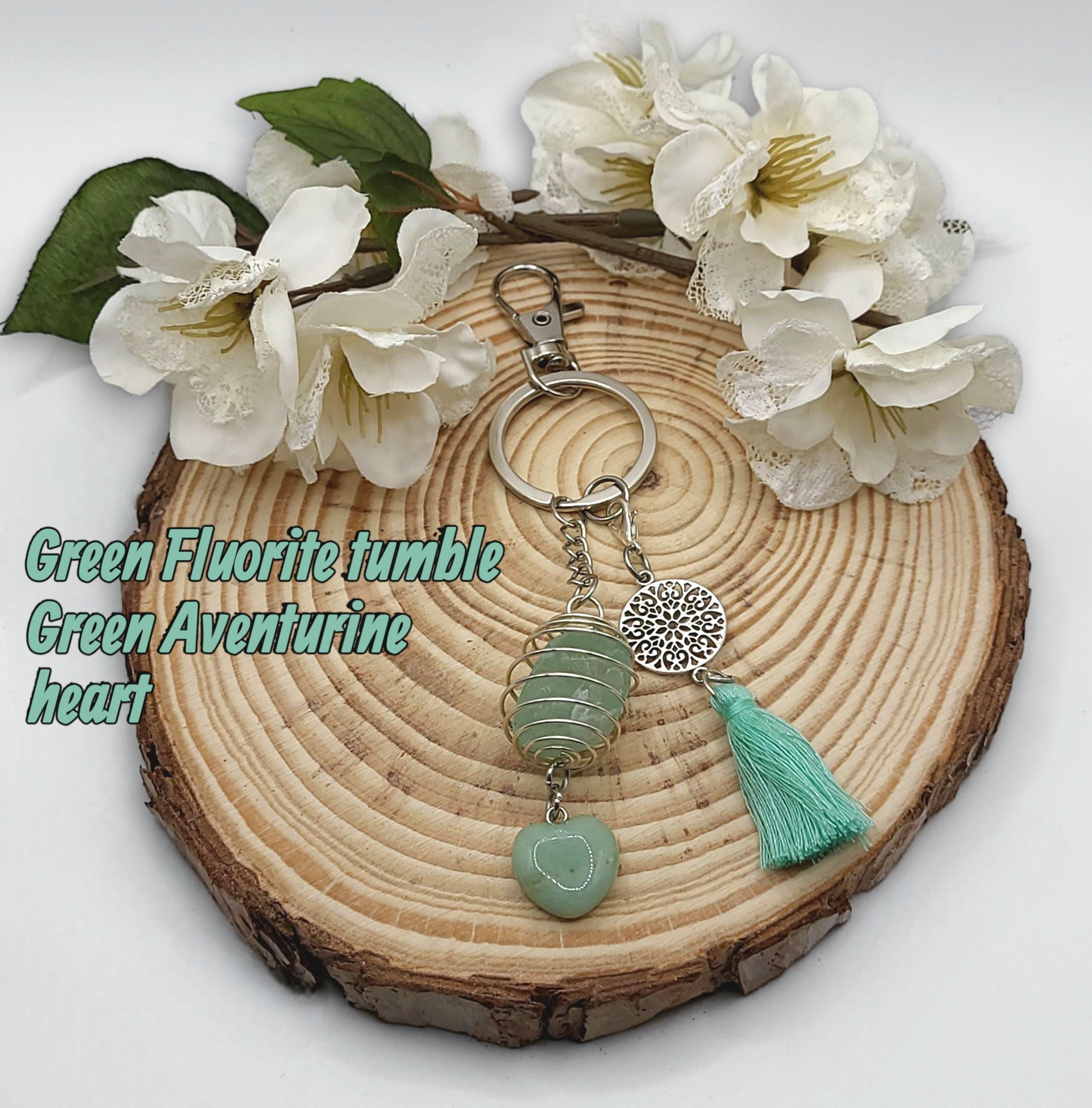 Crystal Cage Keychain: Gemstone Tassel Keyring - Tree of Life Charm